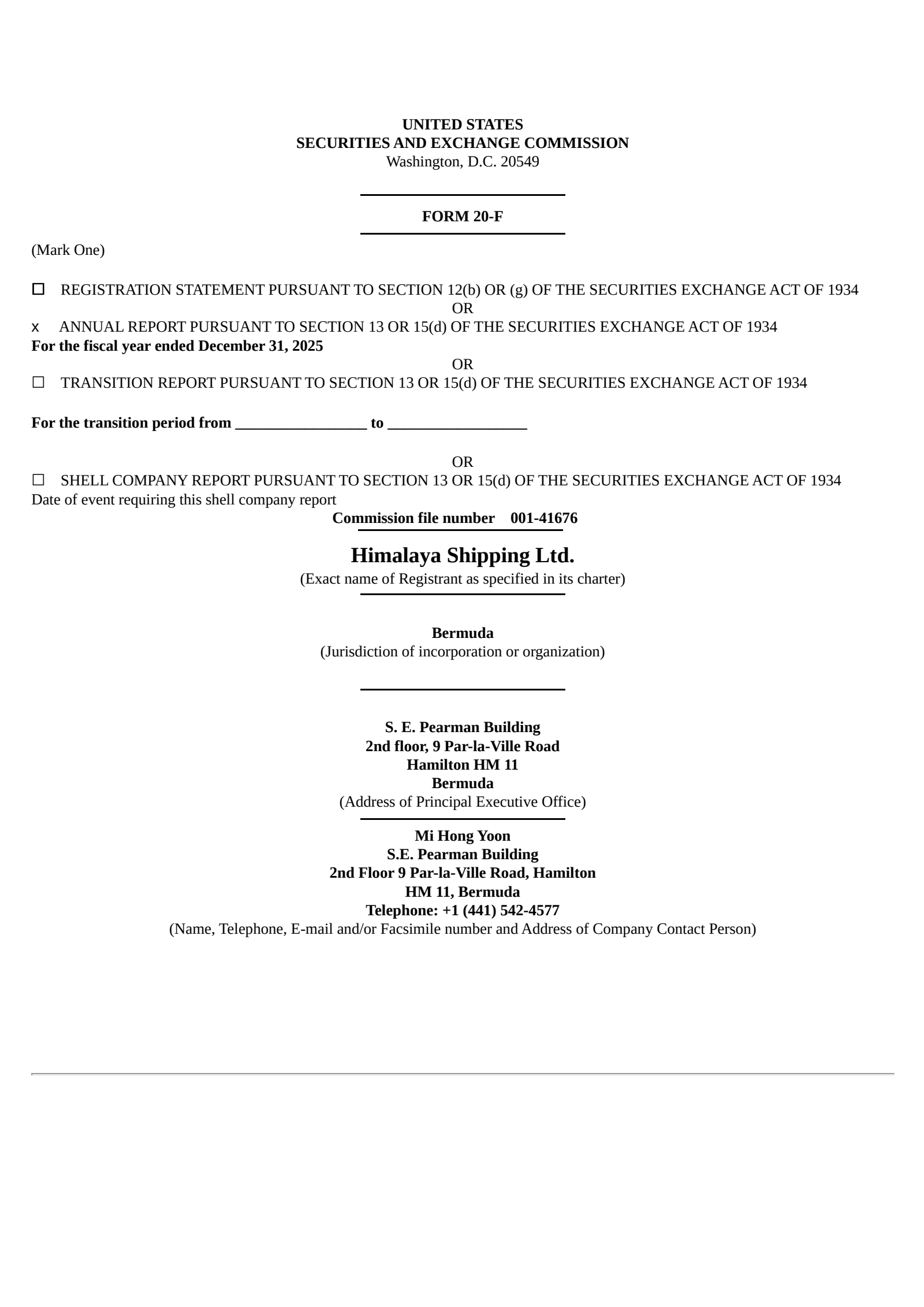 Himalaya Shipping's Q4 2025 Annual report