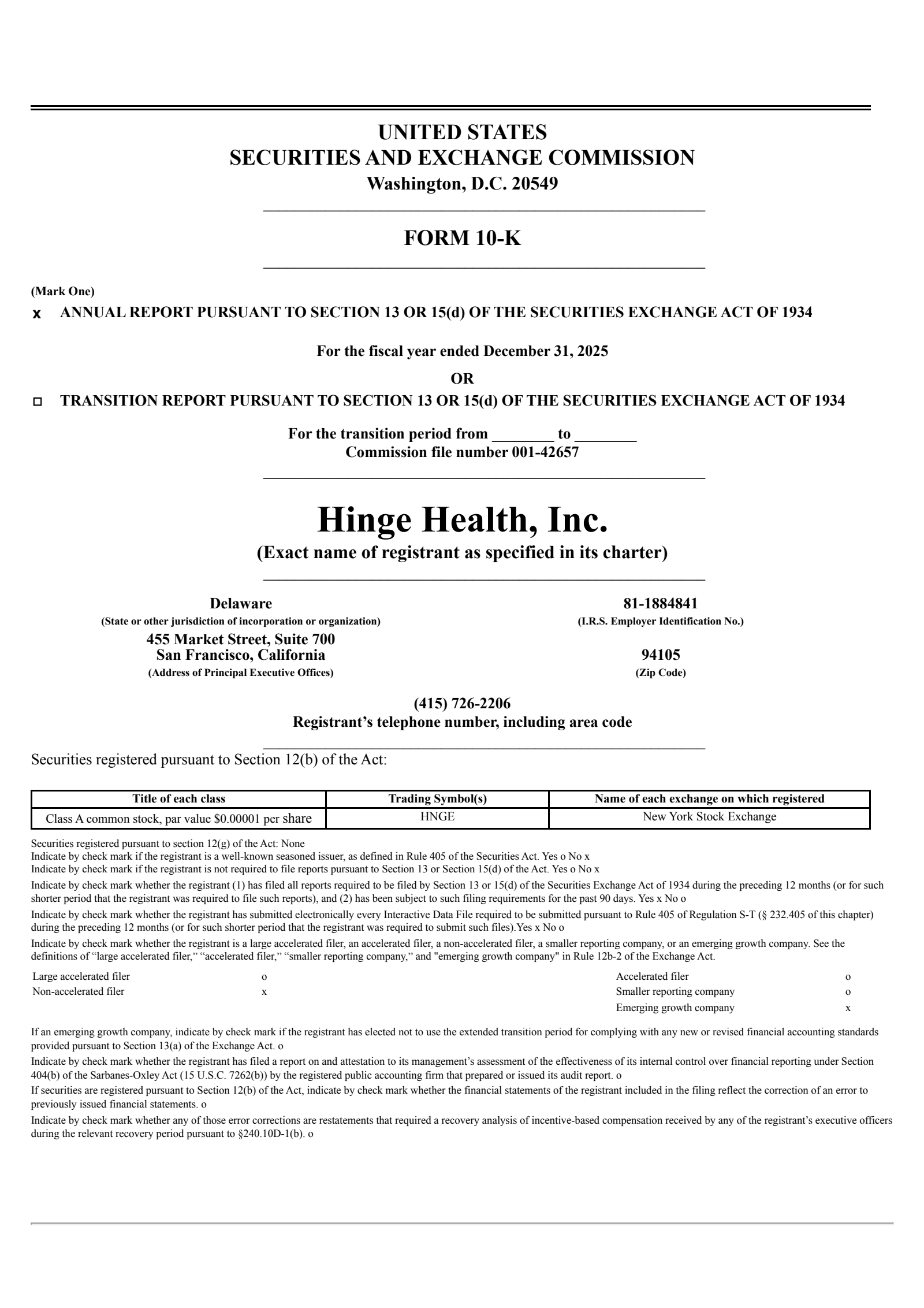 Hinge Health's Q4 2025 Annual report
