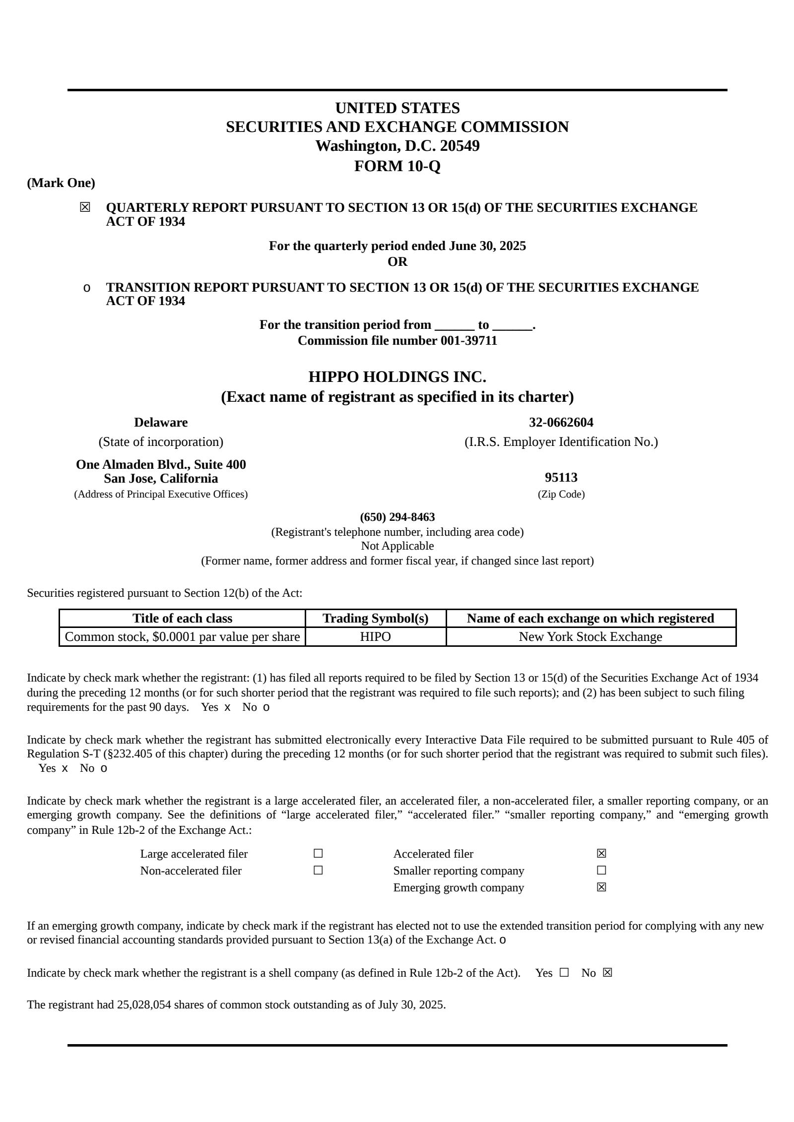 Hippo's Q2 2025 Quarterly report