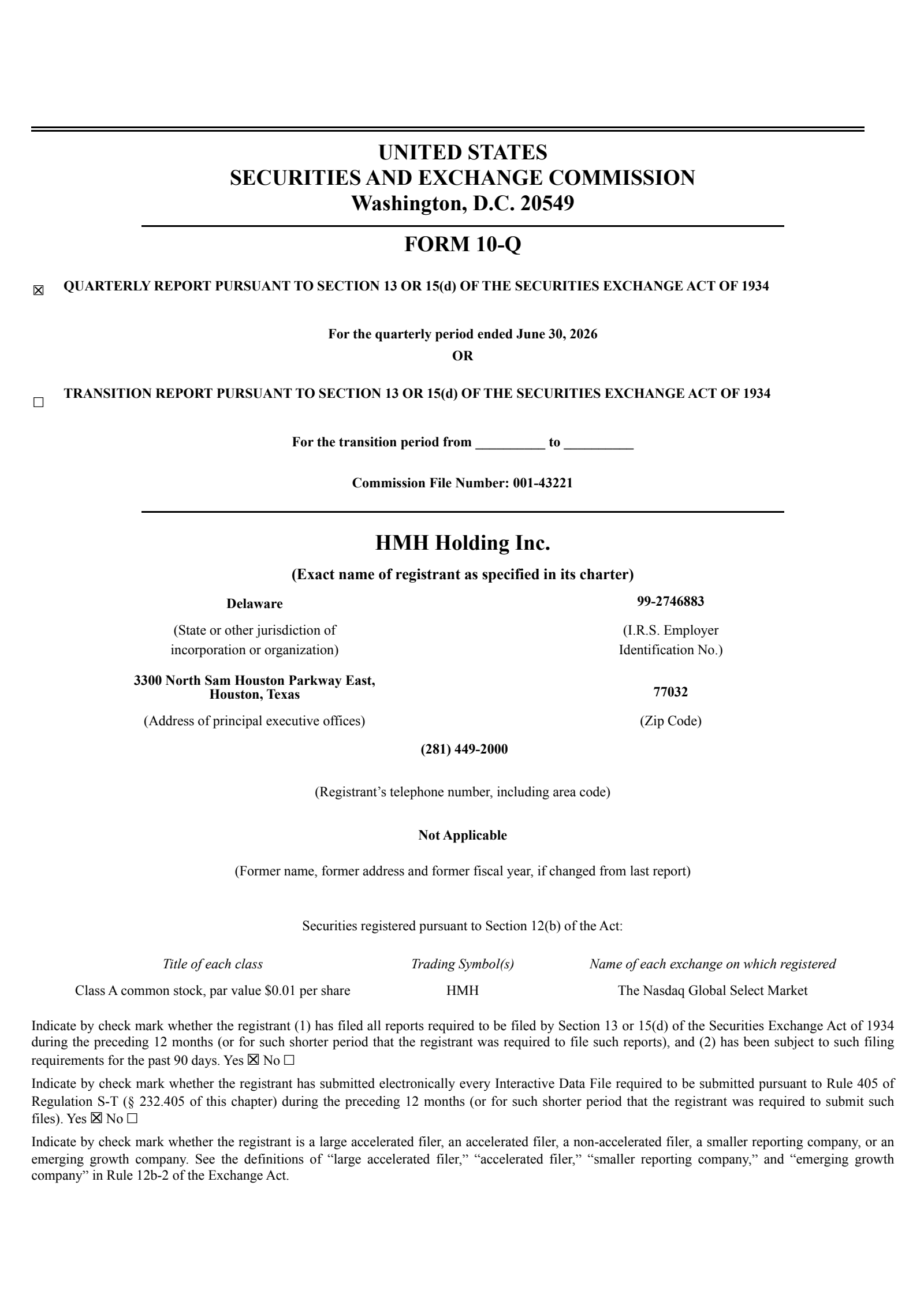 HMH's Q2 2026 Quarterly report