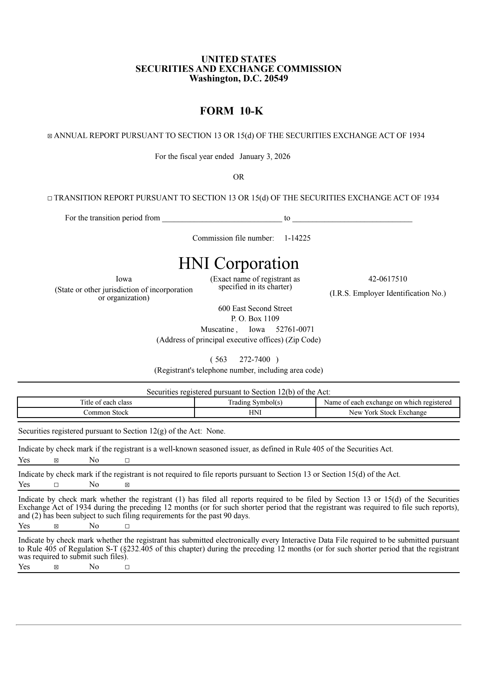 HNI's Q4 2025 Annual report