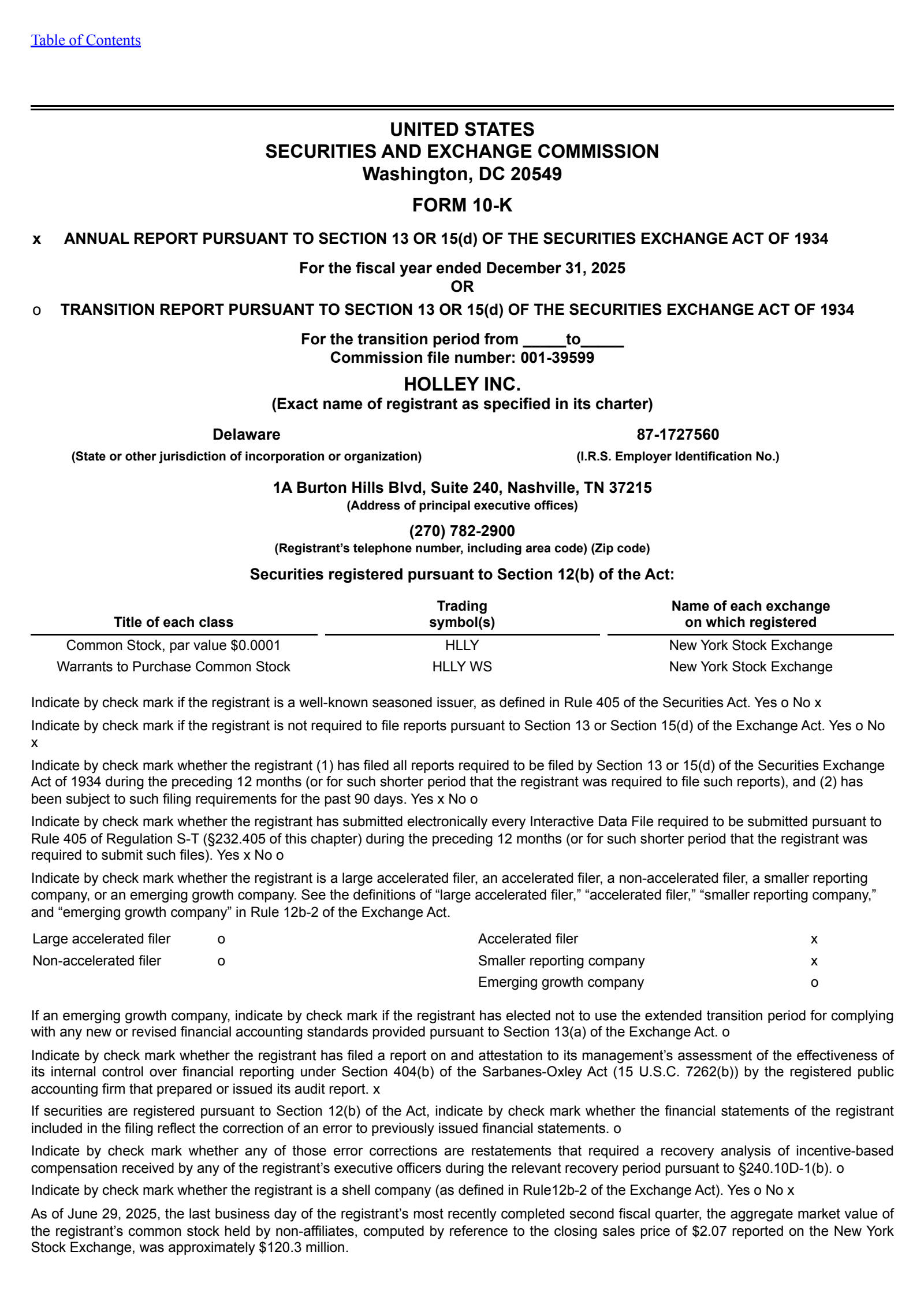 Holley's Q4 2025 Annual report