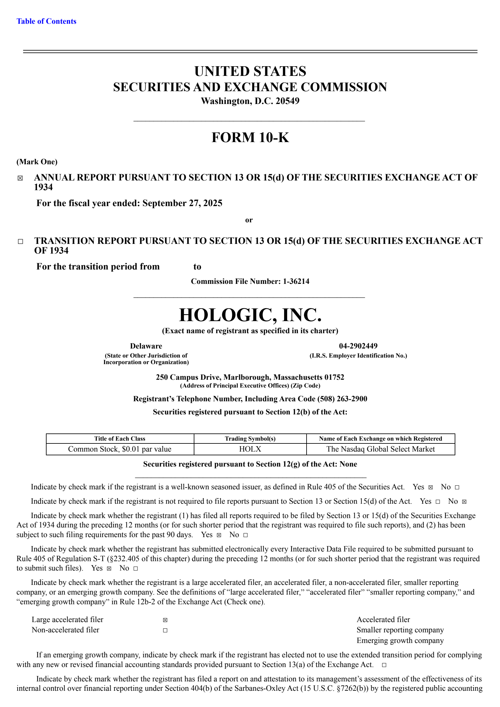 Hologic's Q4 2025 Annual Report