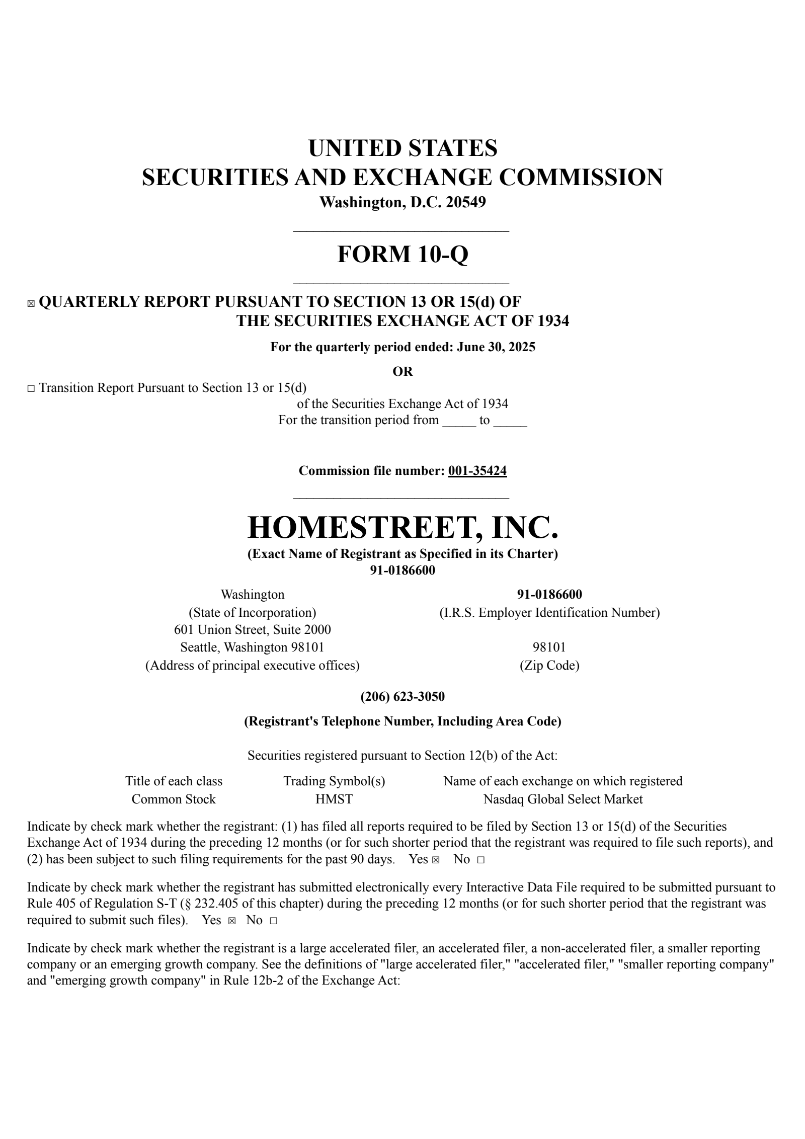 HomeStreet's Q2 2025 Quarterly report