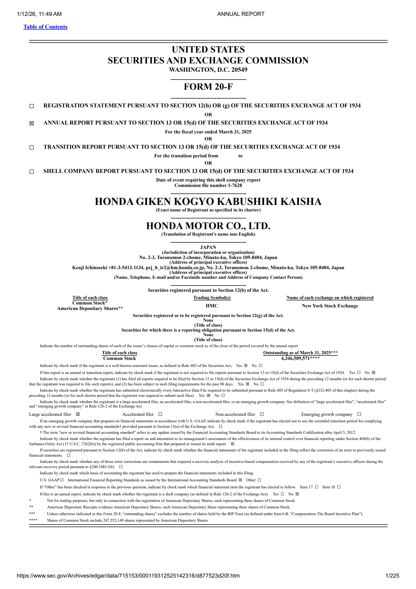 Honda Motor's Q4 2025 Annual Report