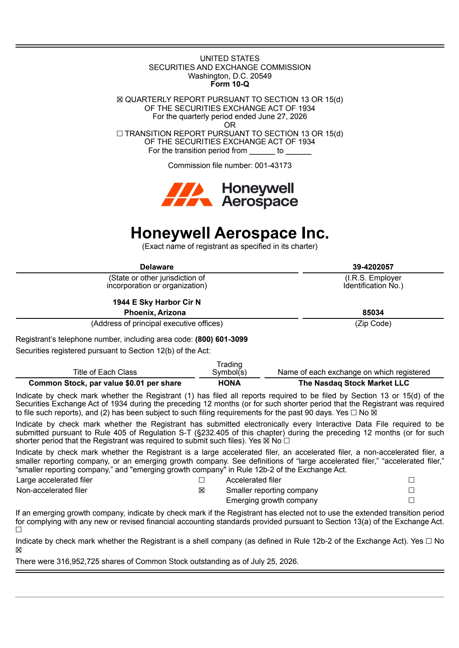 Honeywell Aerospace's Q2 2026 Quarterly report