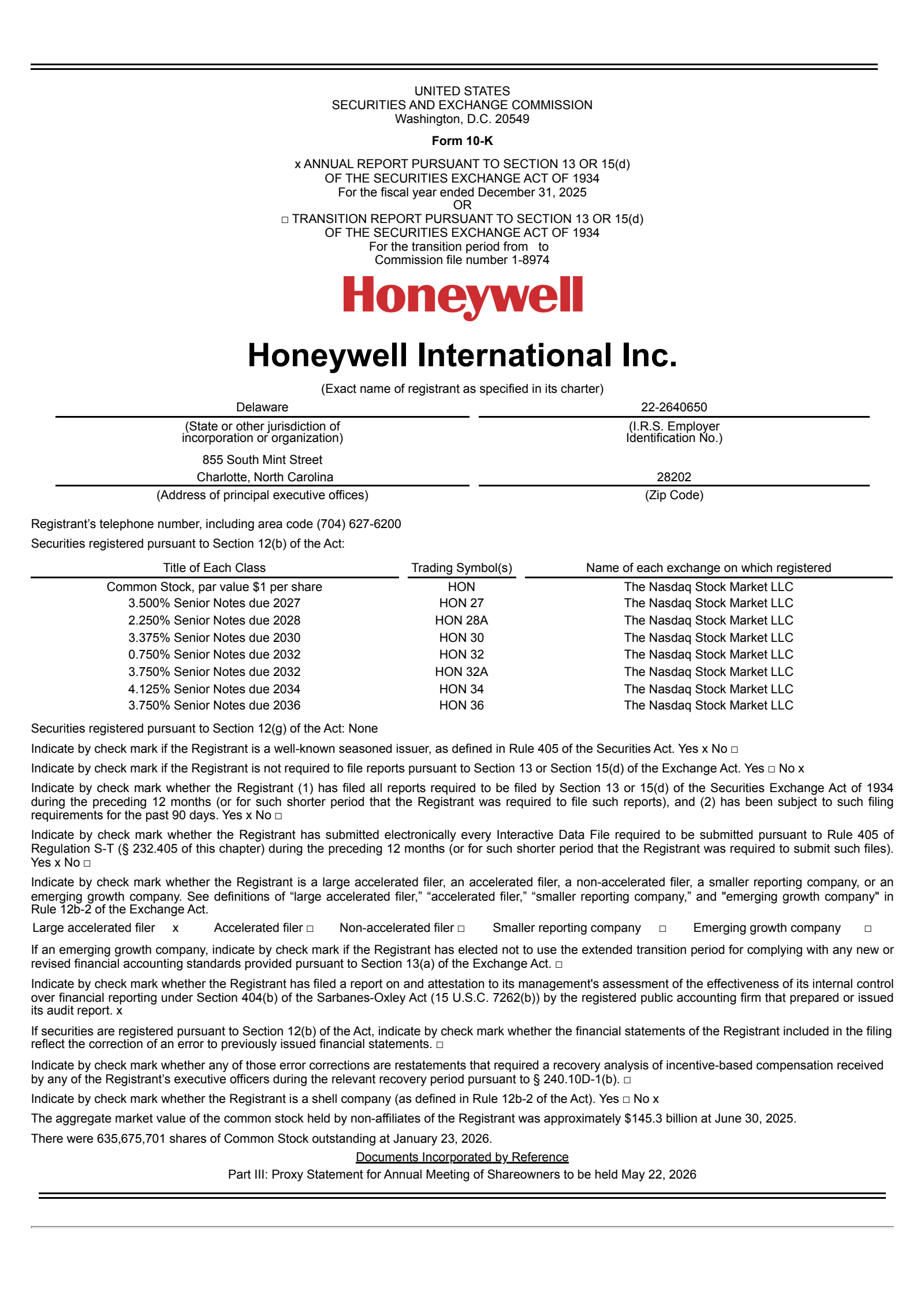 Honeywell International's Q4 2025 Annual report