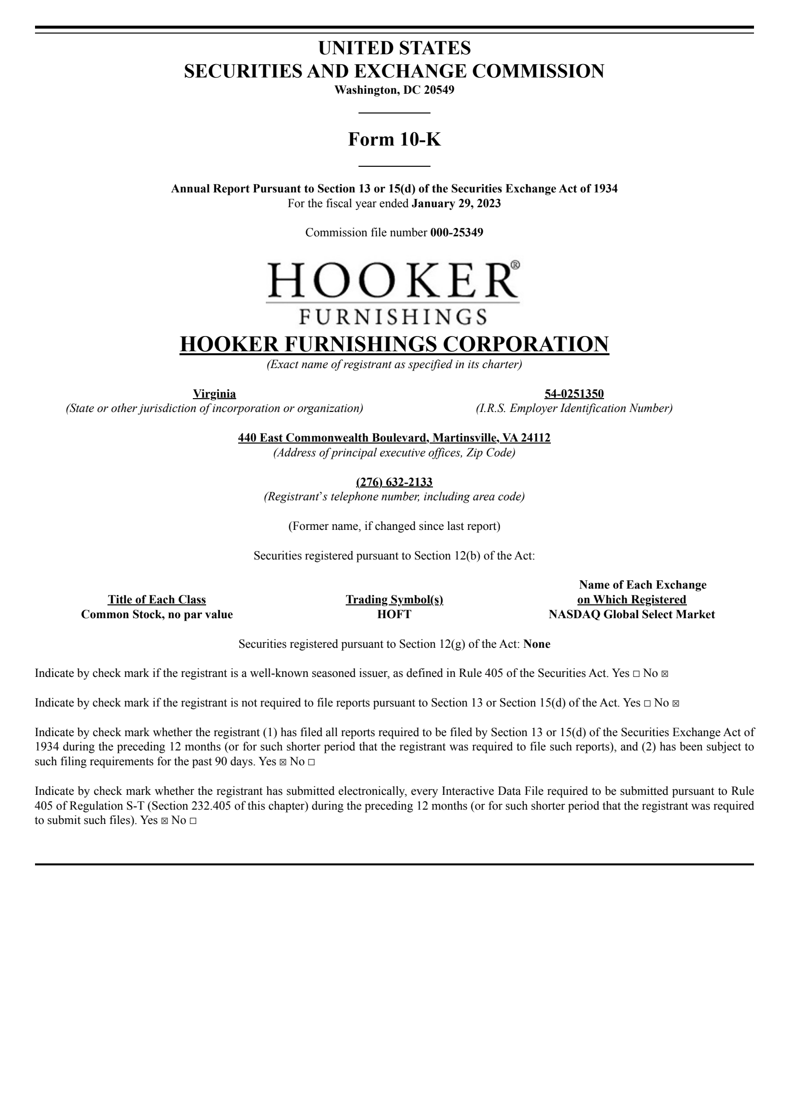 Hooker Furnishings' Q4 2023 Annual report