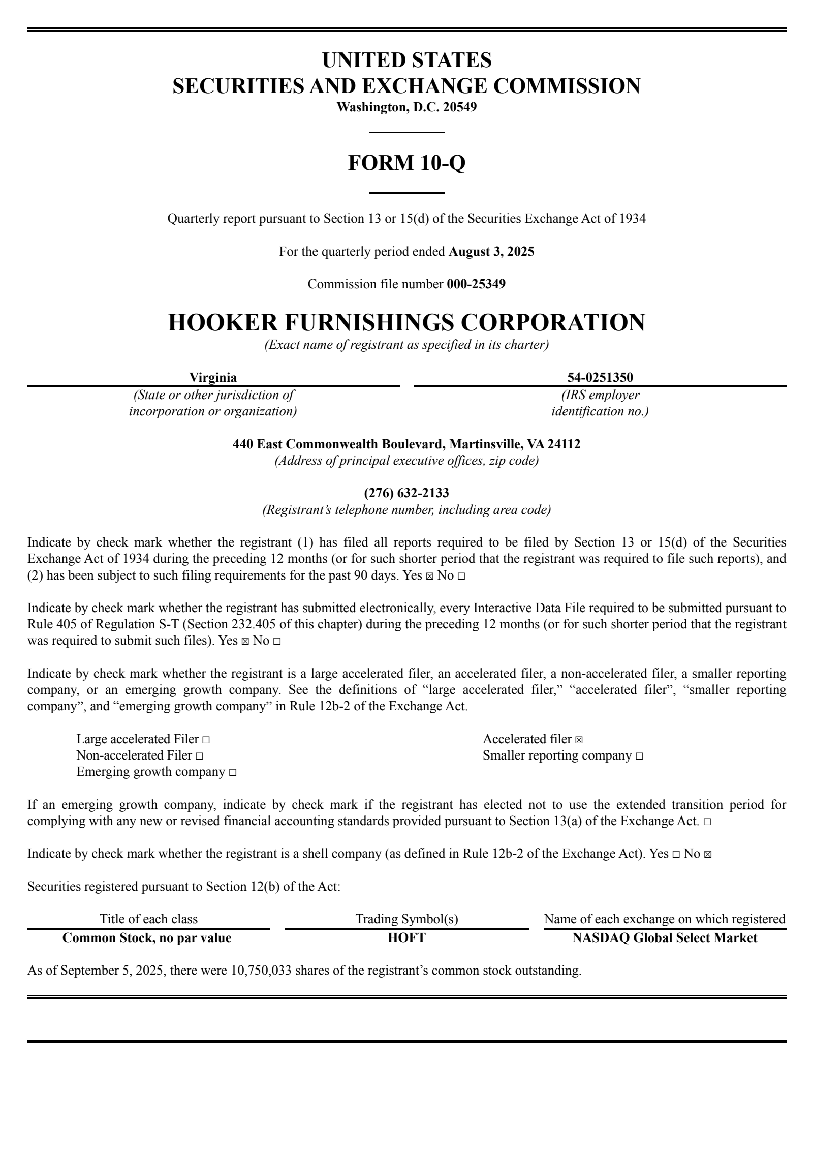 Hooker Furnishings' Q2 2026 Quarterly Report