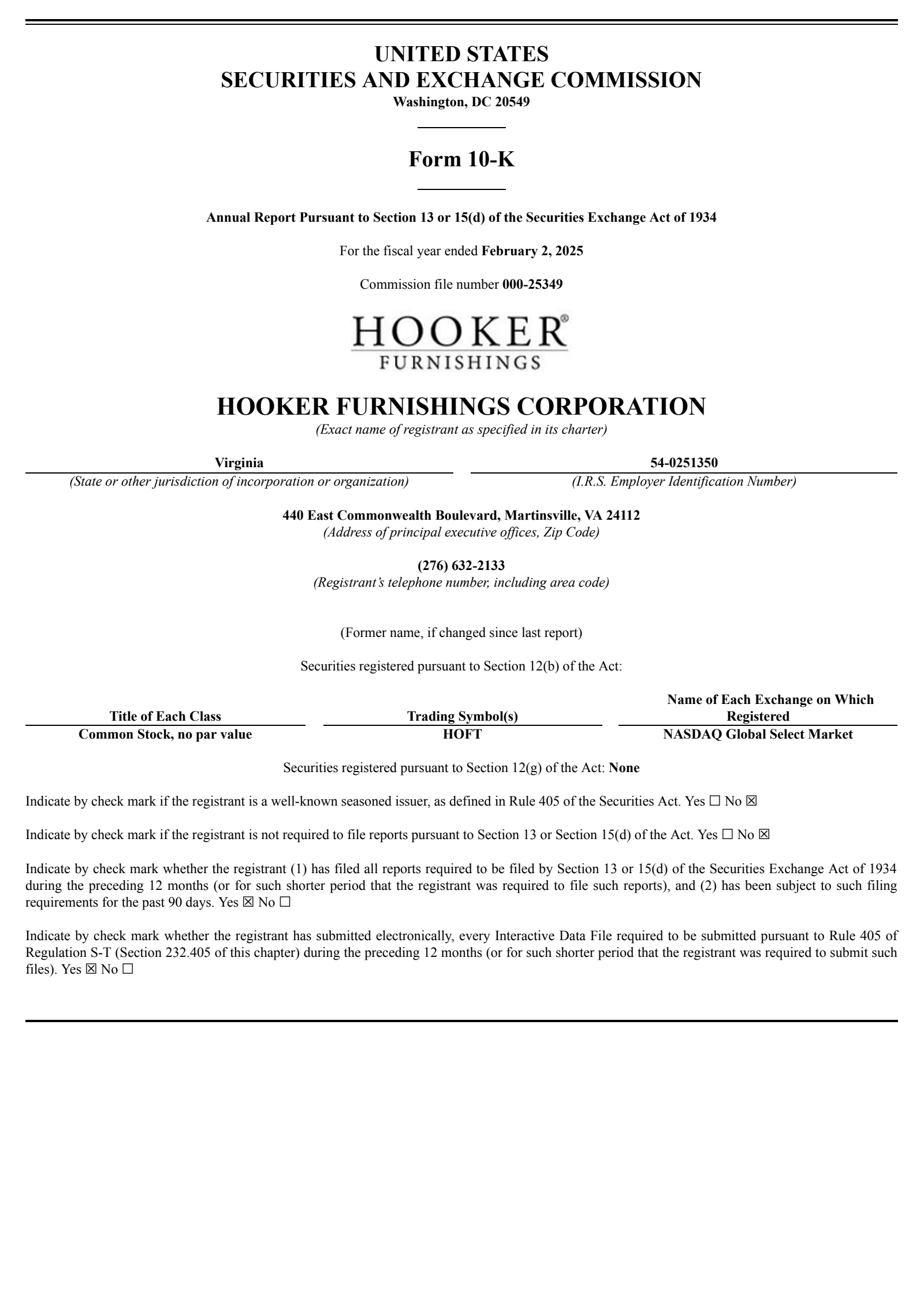 Hooker Furnishings' Q4 24/25 Annual Report