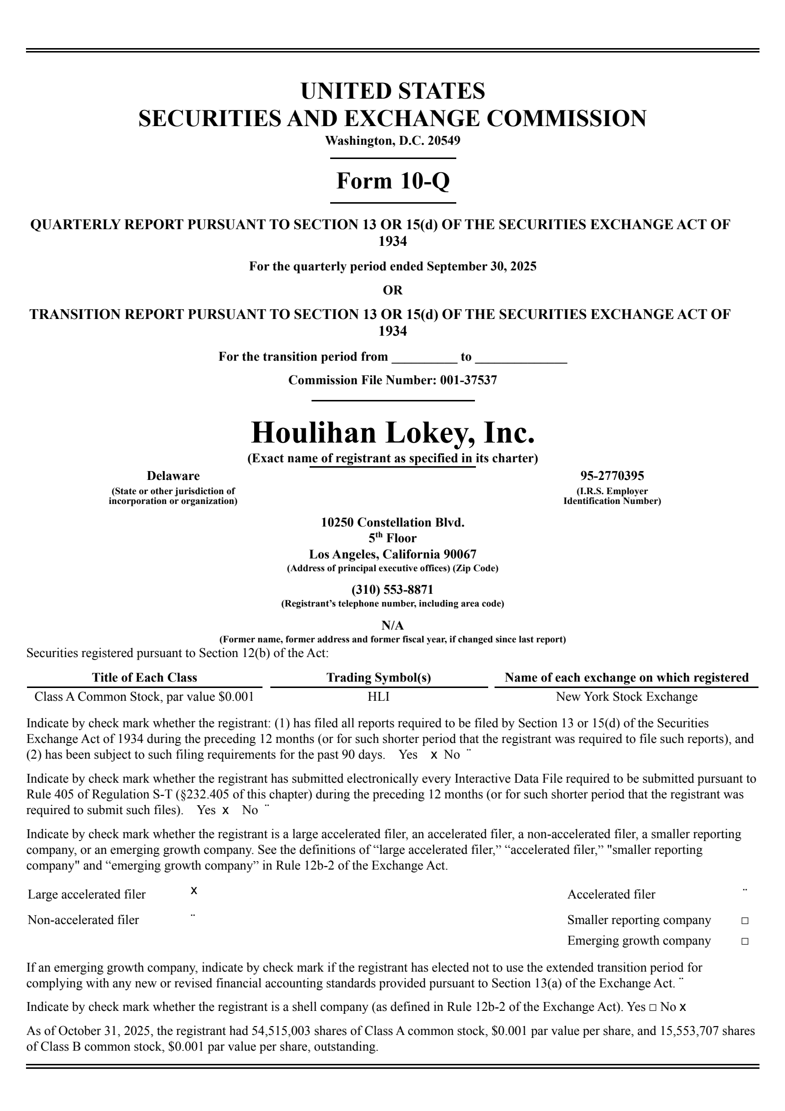 Houlihan Lokey's Q2 2026 Quarterly Report