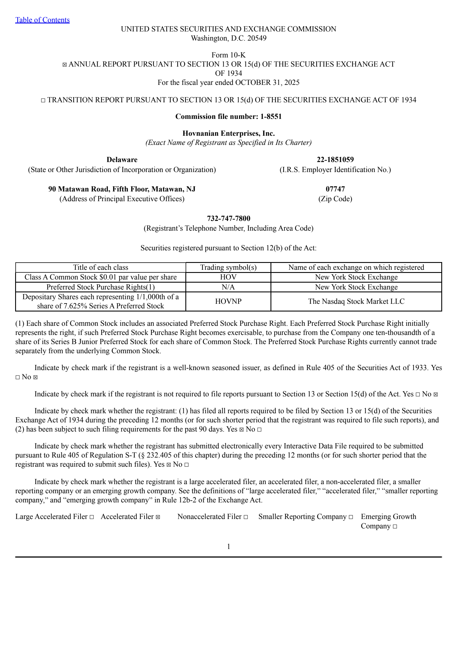 Hovnanian Enterprises' Q4 2025 Annual Report