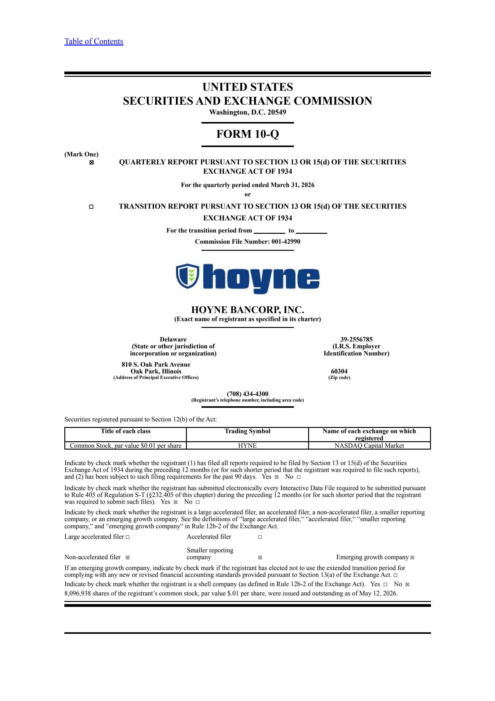 HYNE's Q1 2026 Quarterly report