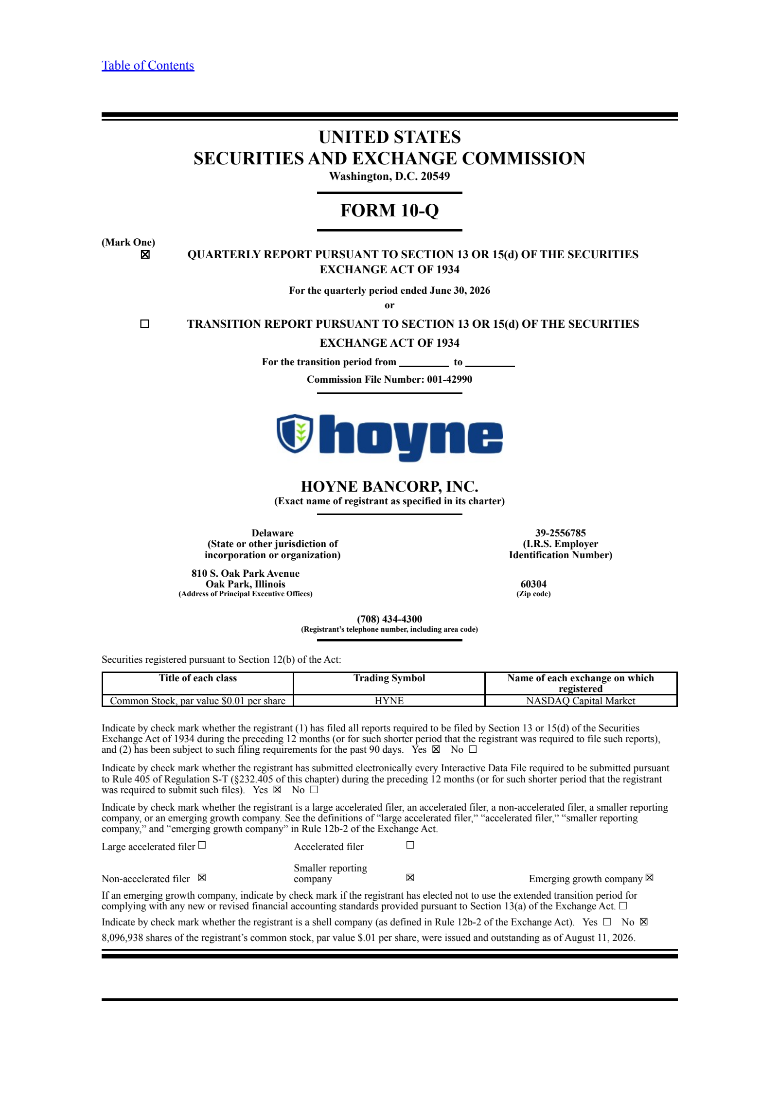 HYNE's Q2 2026 Quarterly report