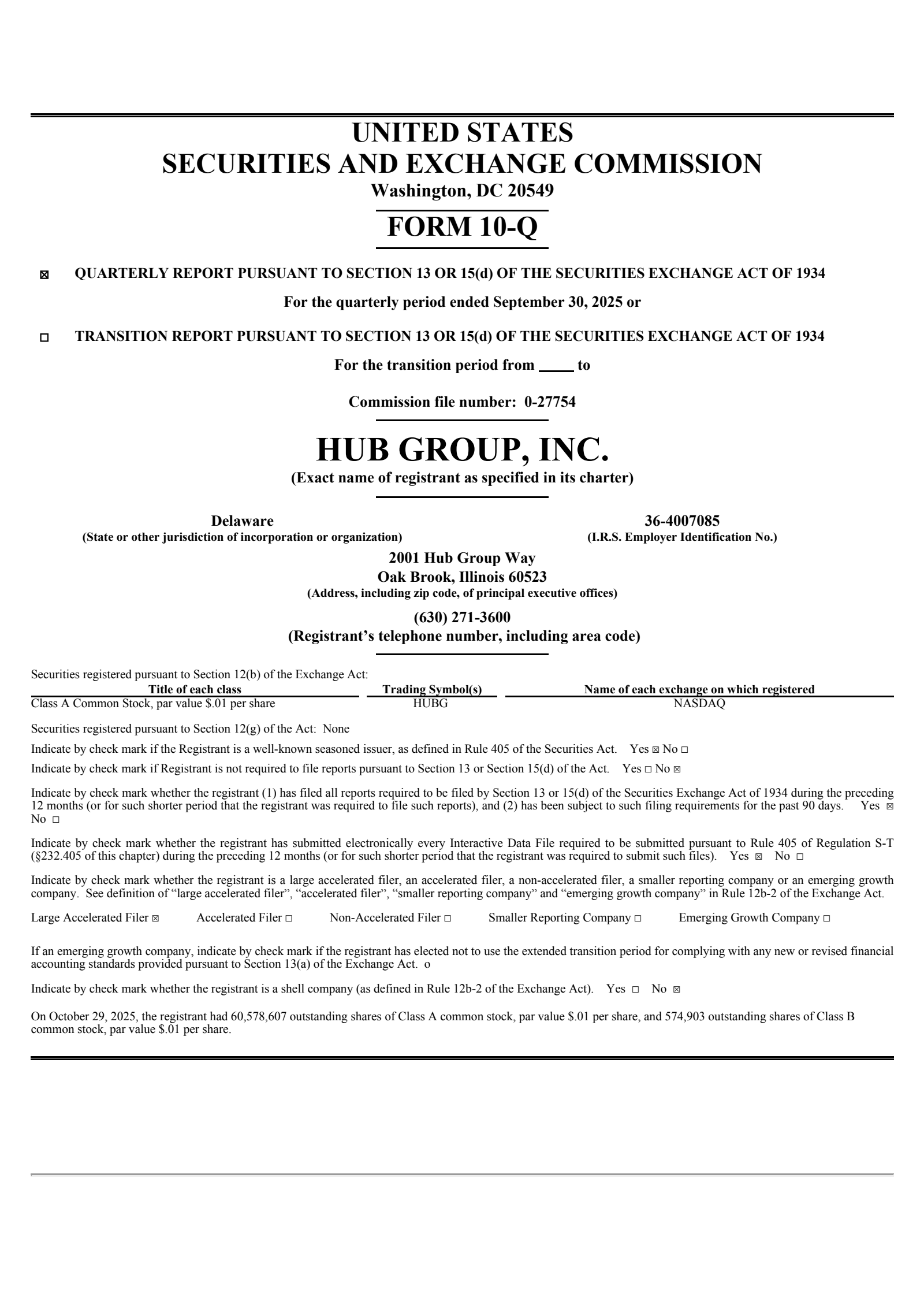 Hub Group's Q3 2025 Quarterly Report