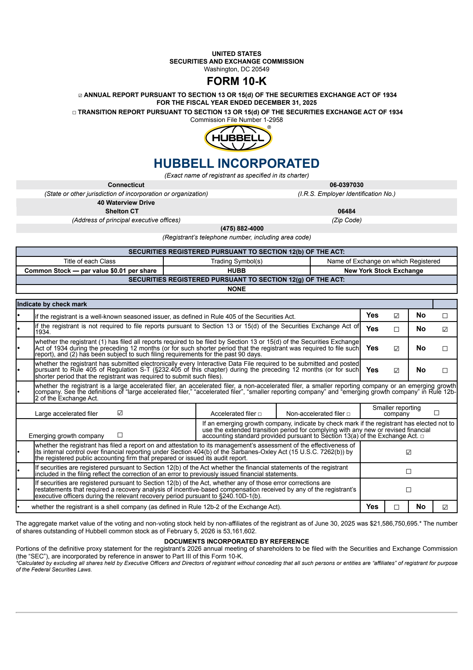 Hubbell's Q4 2025 Annual report