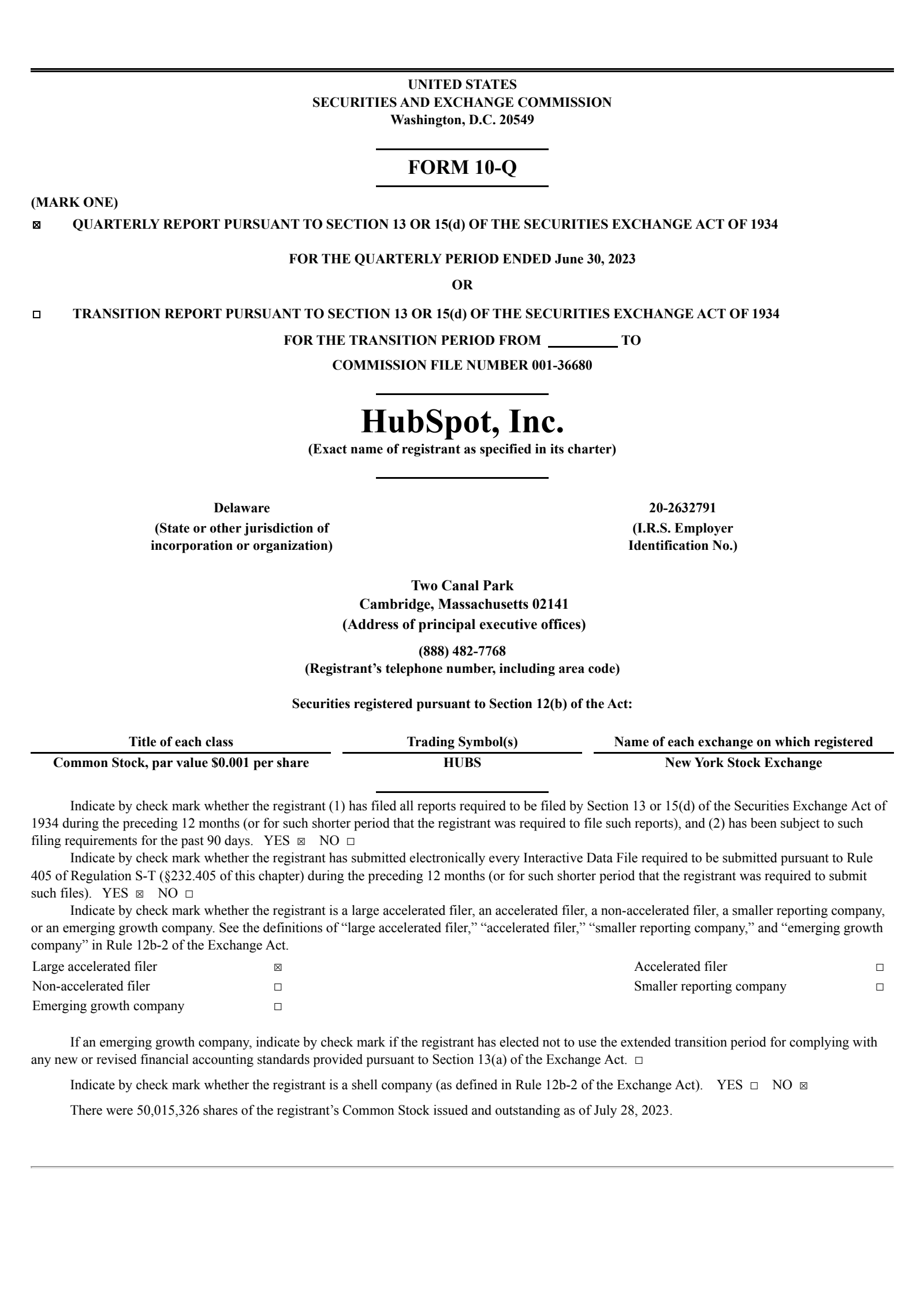 HubSpot's Q2 2023 Quarterly report
