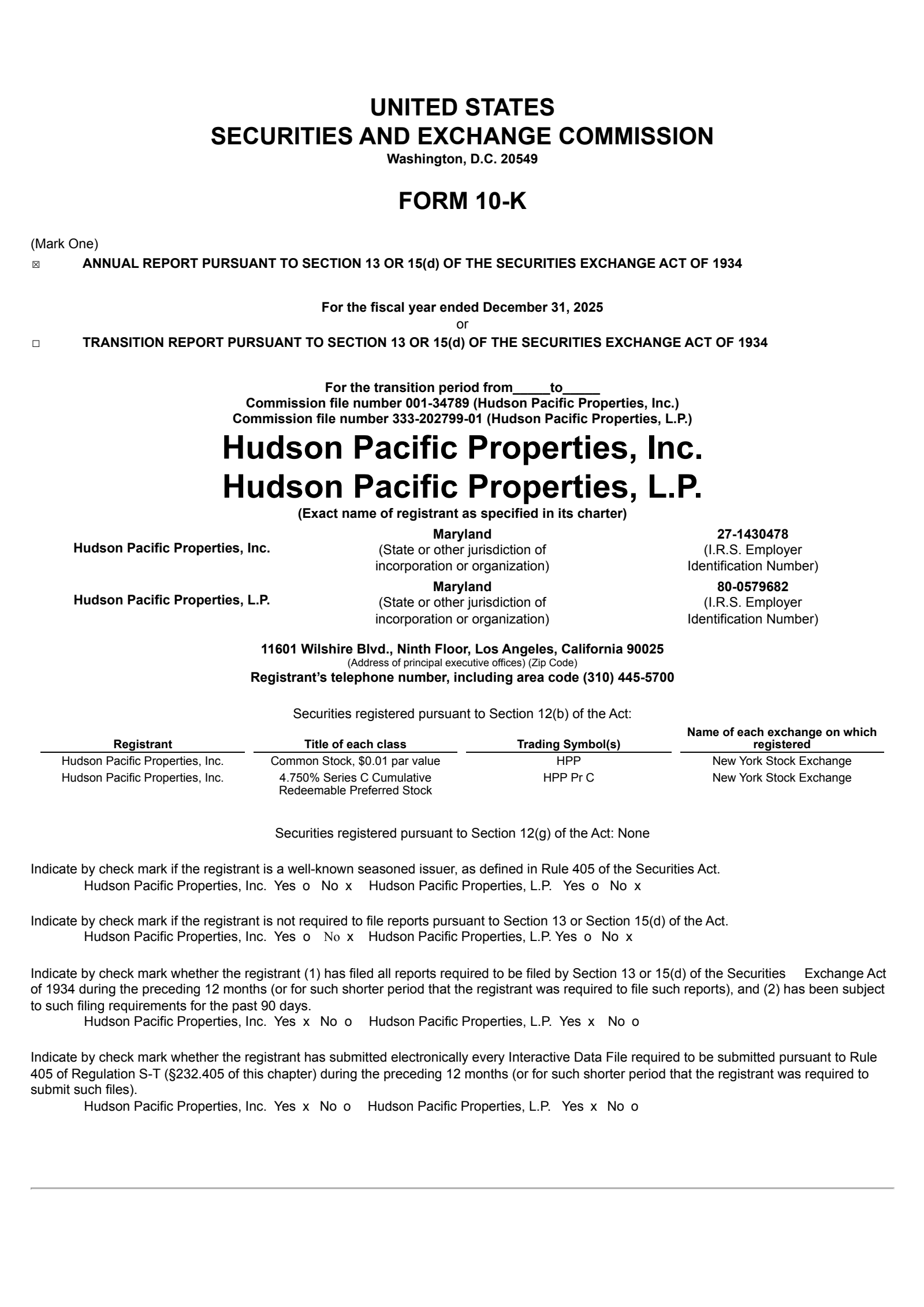 Hudson Pacific Properties' Q4 2025 Annual report