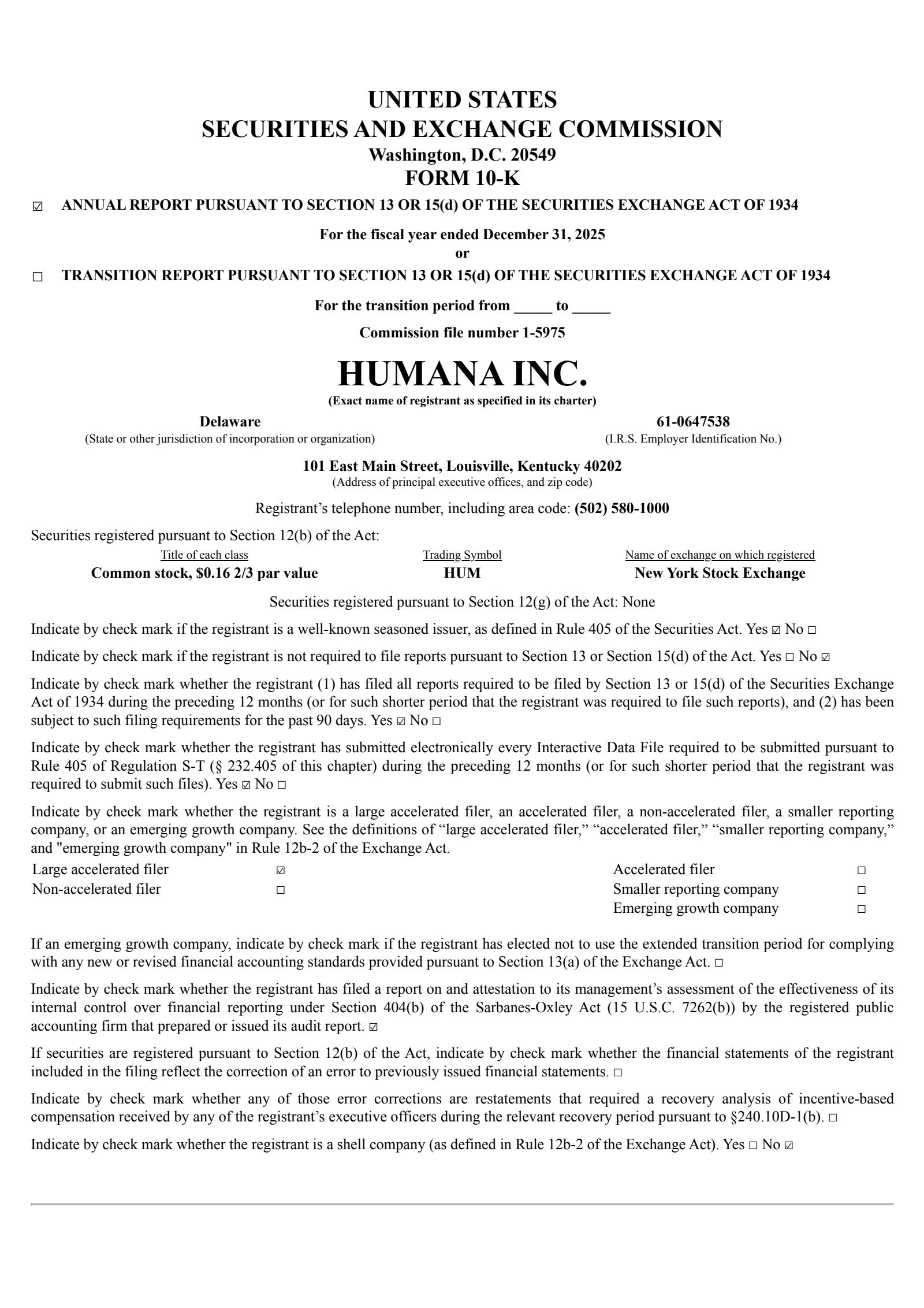 Humana's Q4 2025 Annual report