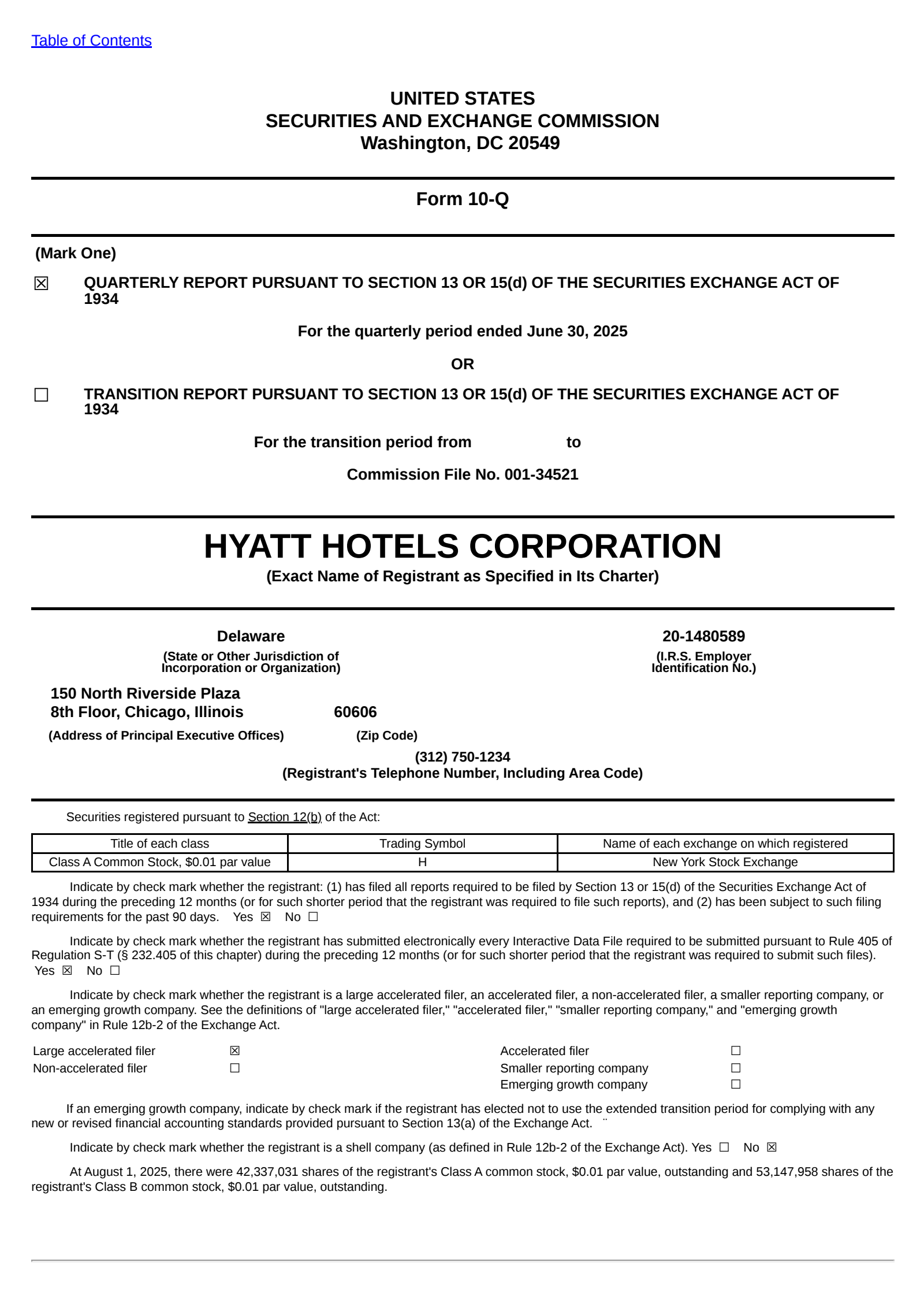 Hyatt Hotels' Q2 2025 Quarterly report