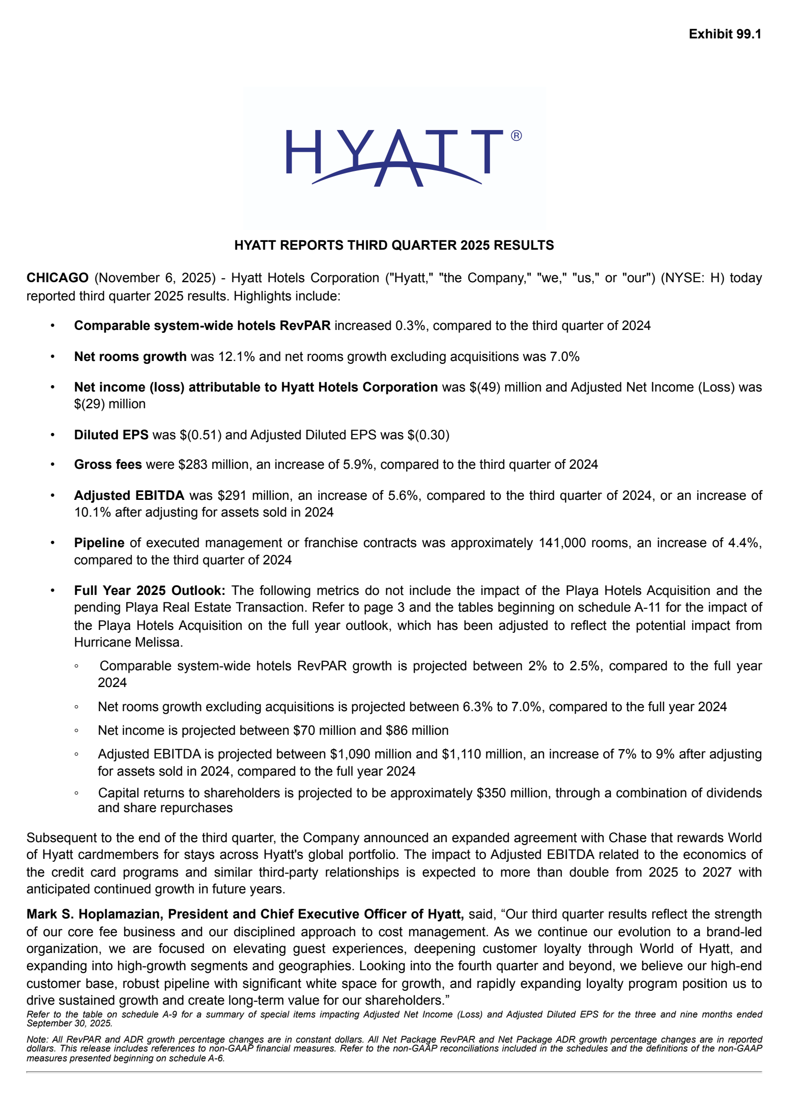 Hyatt Hotels' Q3 2025 Earnings Release