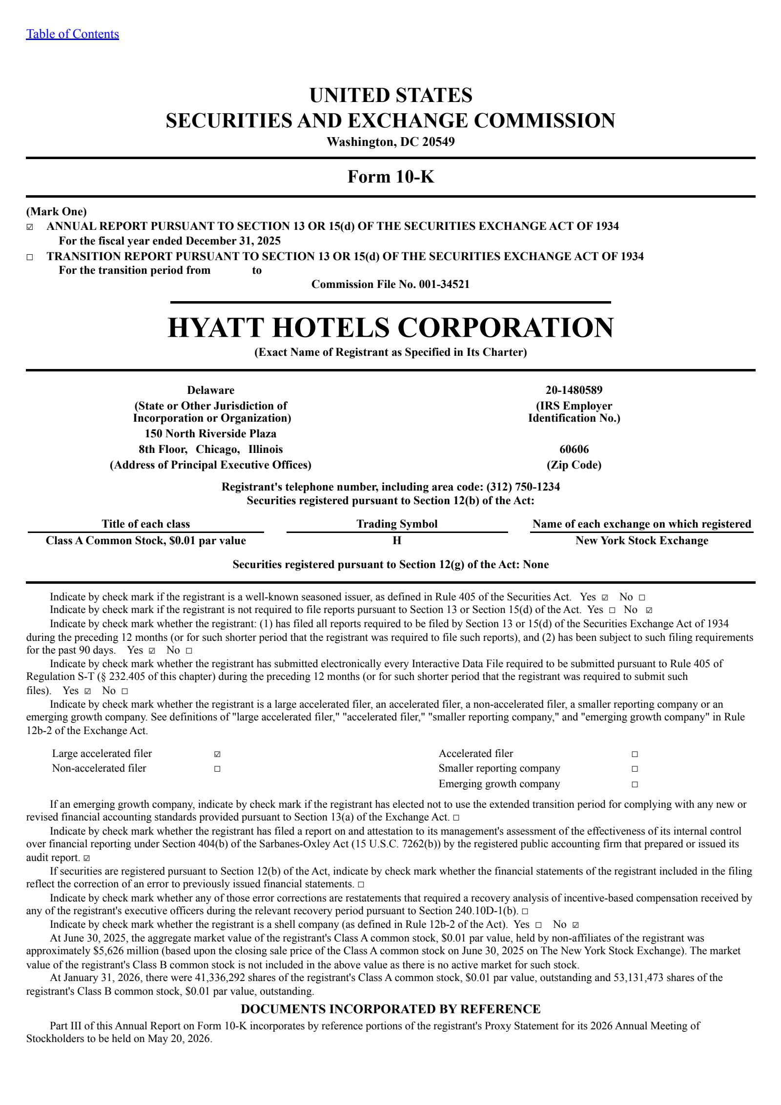 Hyatt Hotels' Q4 2025 Annual report