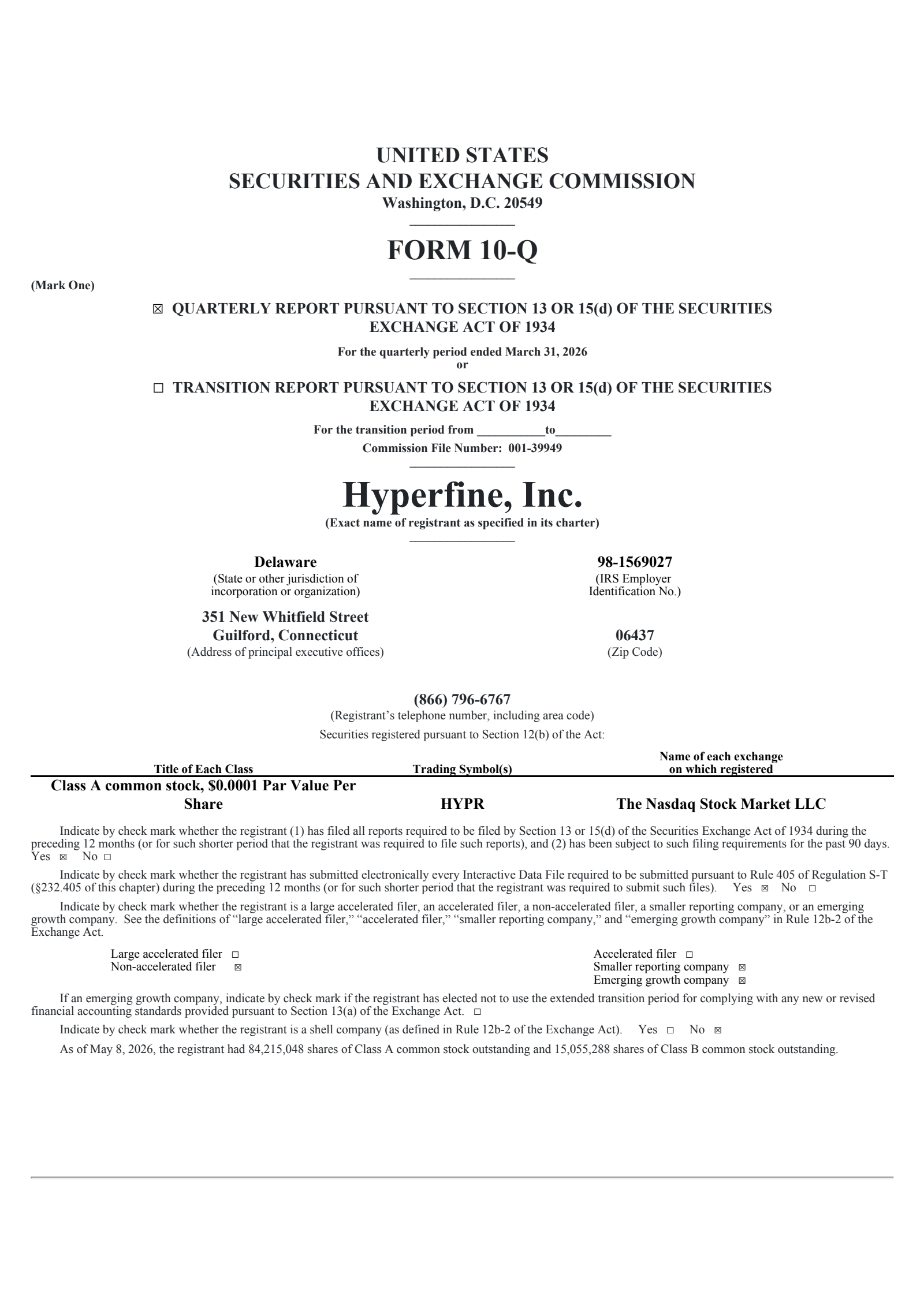 Hyperfine's Q1 2026 Quarterly report