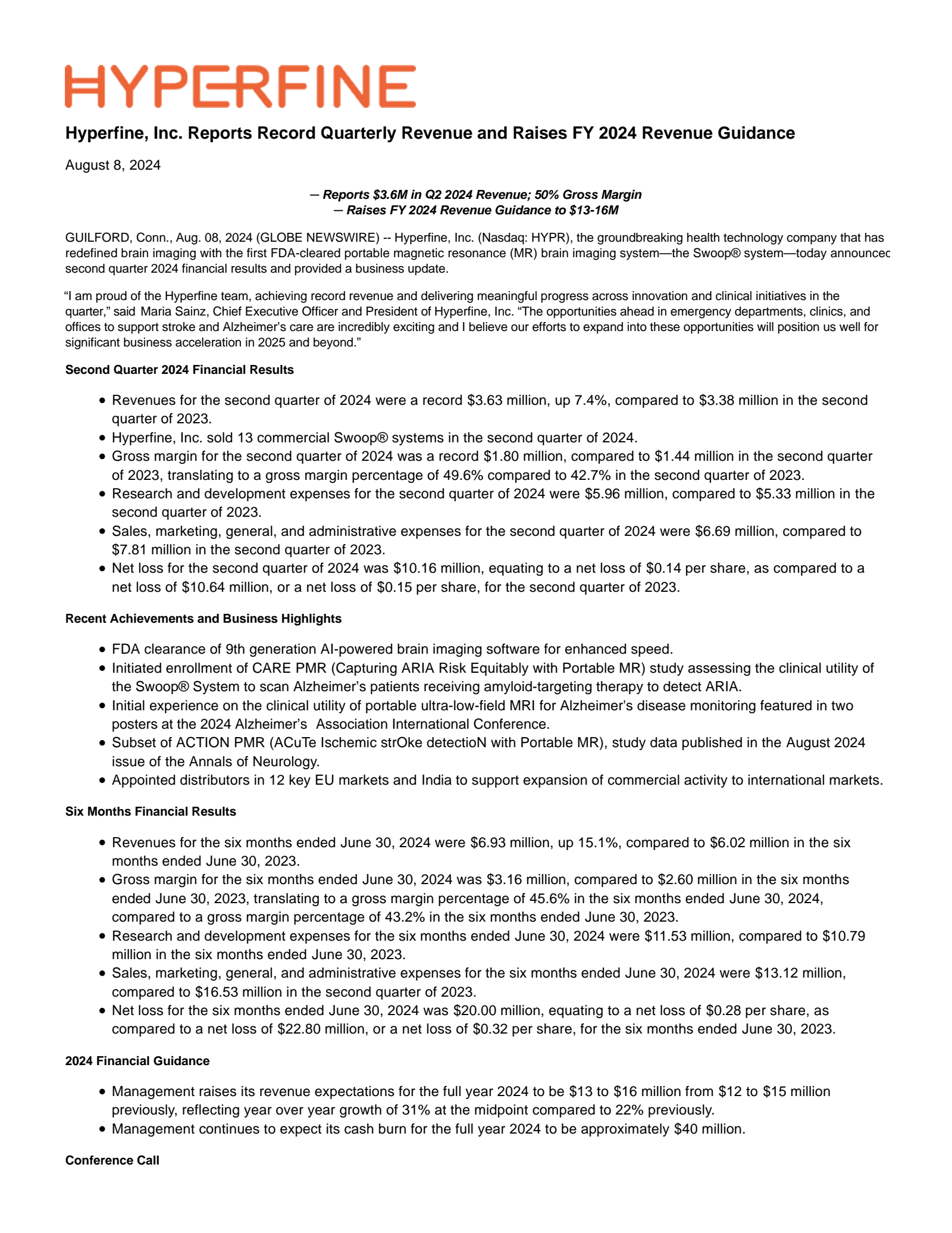 Virpax Pharmaceuticals' Q2 2024 Press Release
