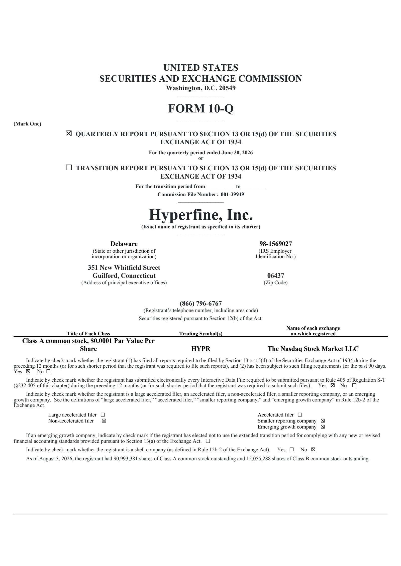 Hyperfine's Q2 2026 Quarterly report