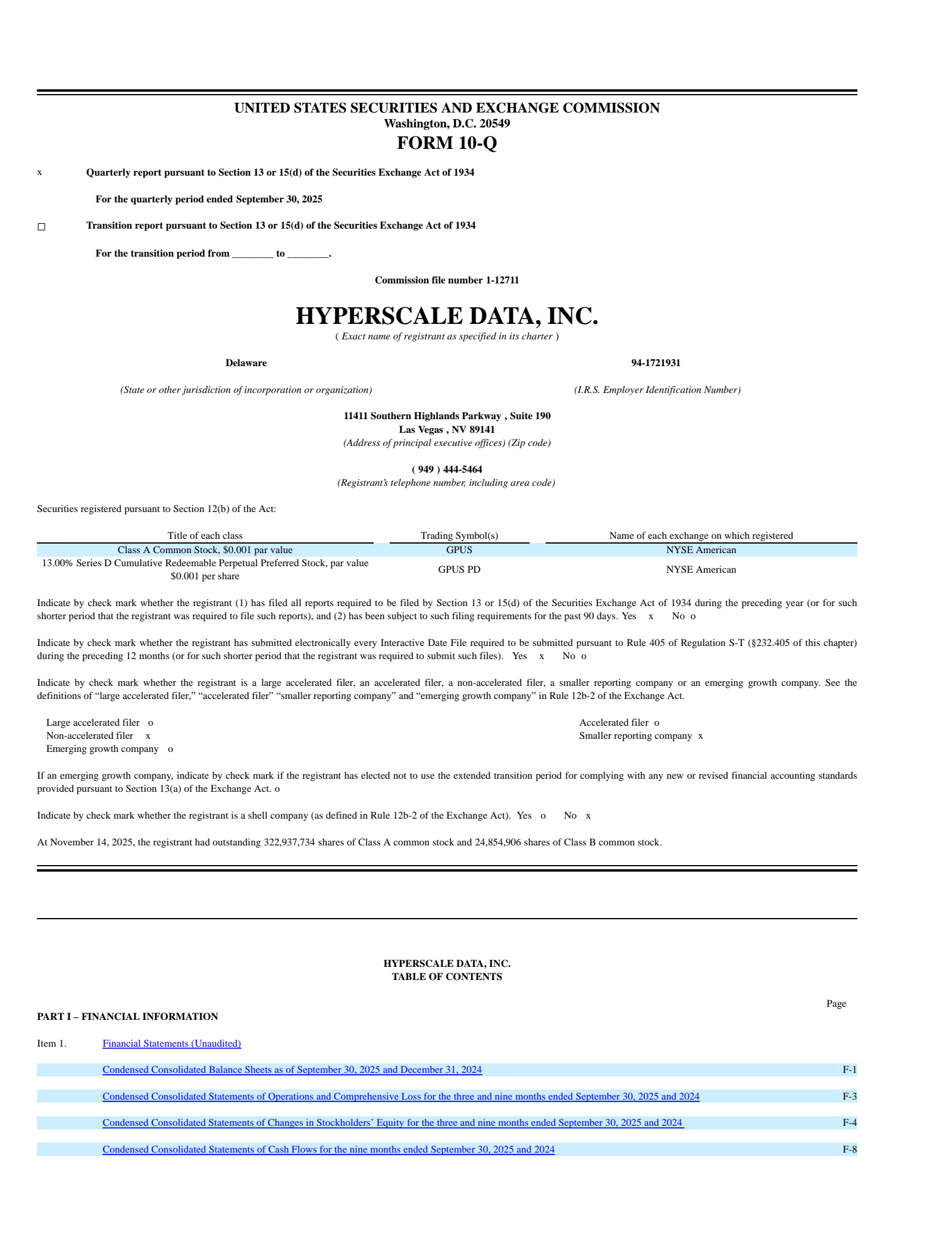 Hyperscale Data's Q3 2025 Quarterly Report