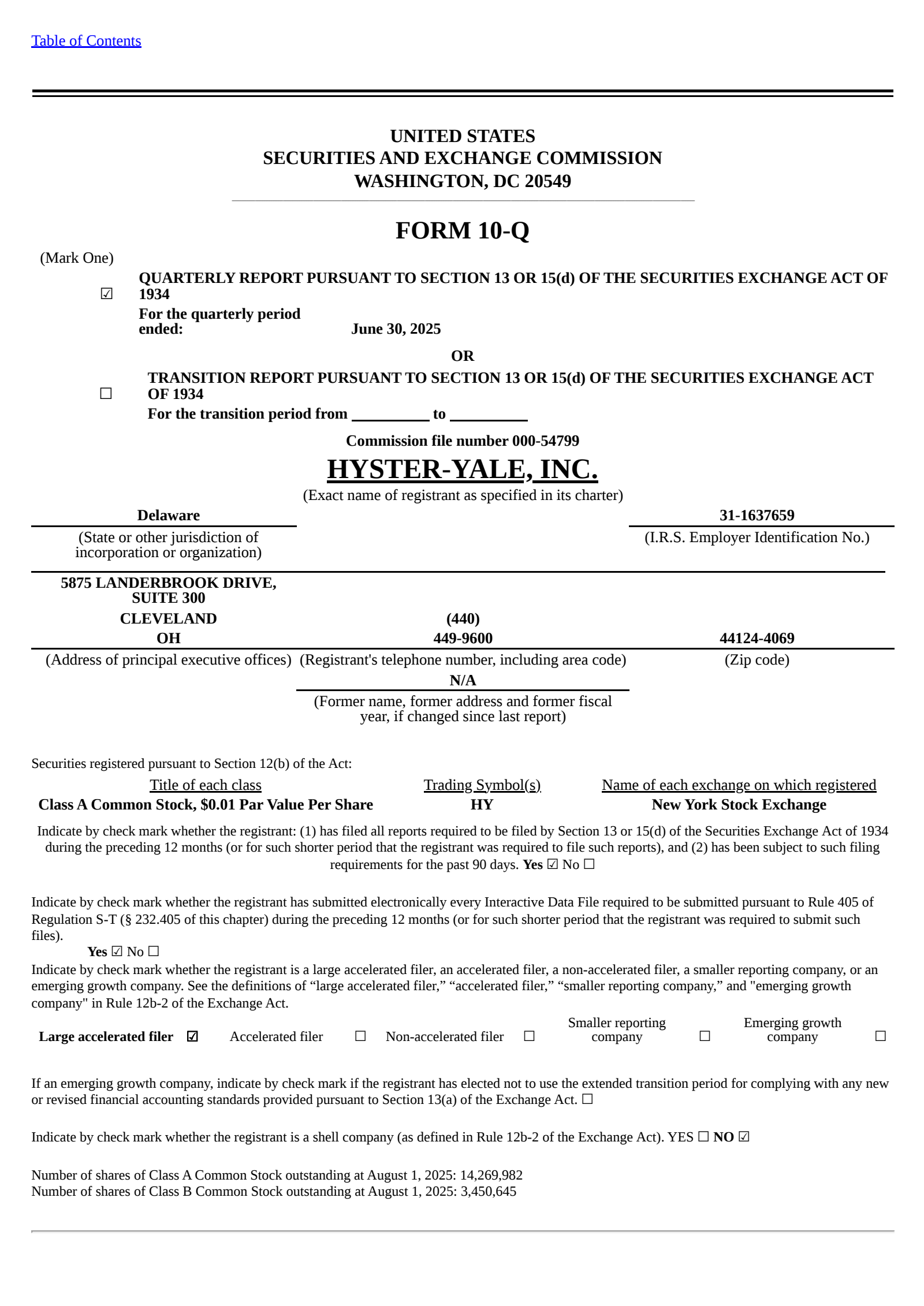 Hyster-Yale's Q2 2025 Quarterly report