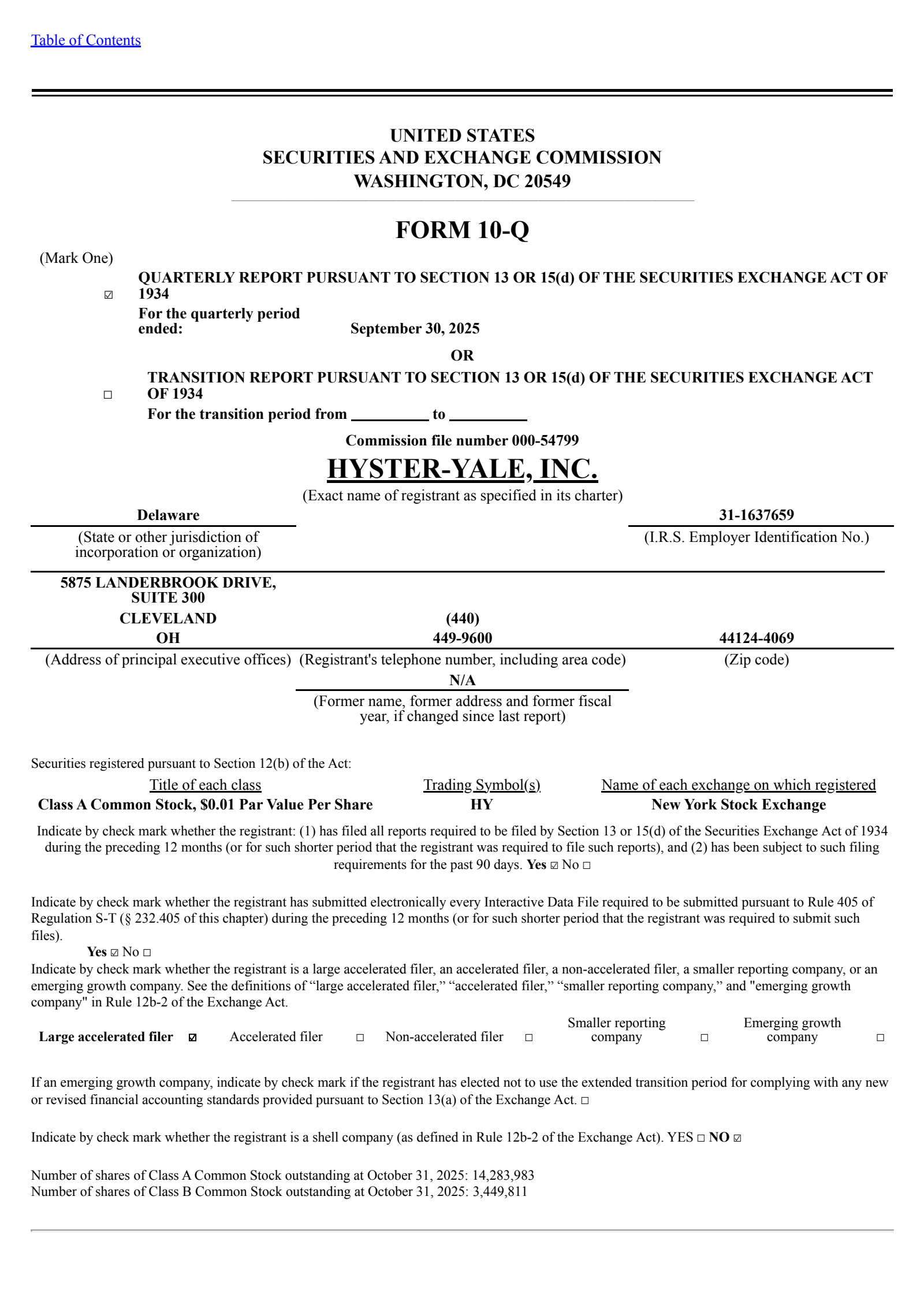 Hyster-Yale's Q3 2025 Quarterly Report
