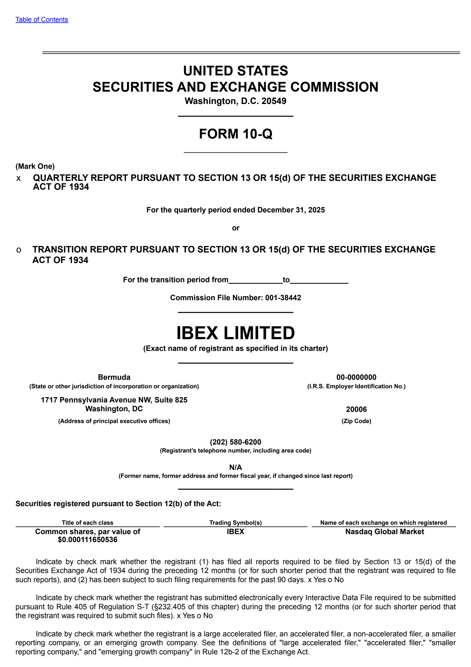 IBEX's Q2 2026 Quarterly report