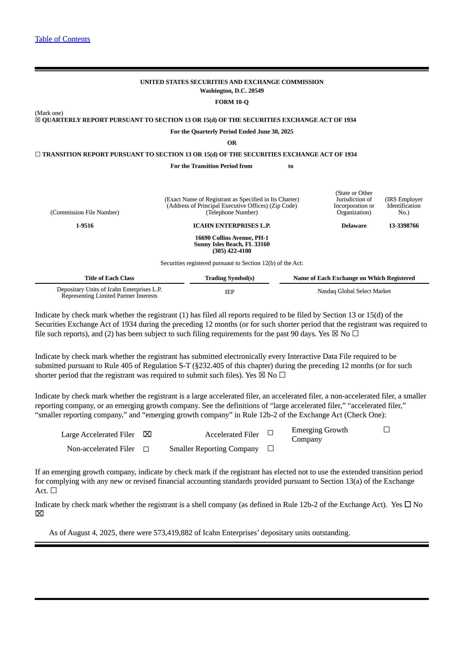 Icahn Enterprises' Q2 2025 Quarterly report