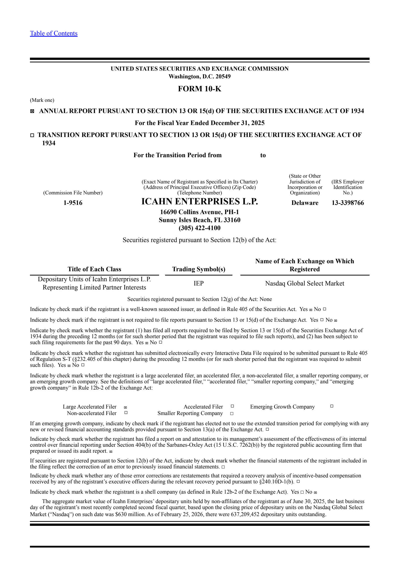 Icahn Enterprises' Q4 2025 Annual report
