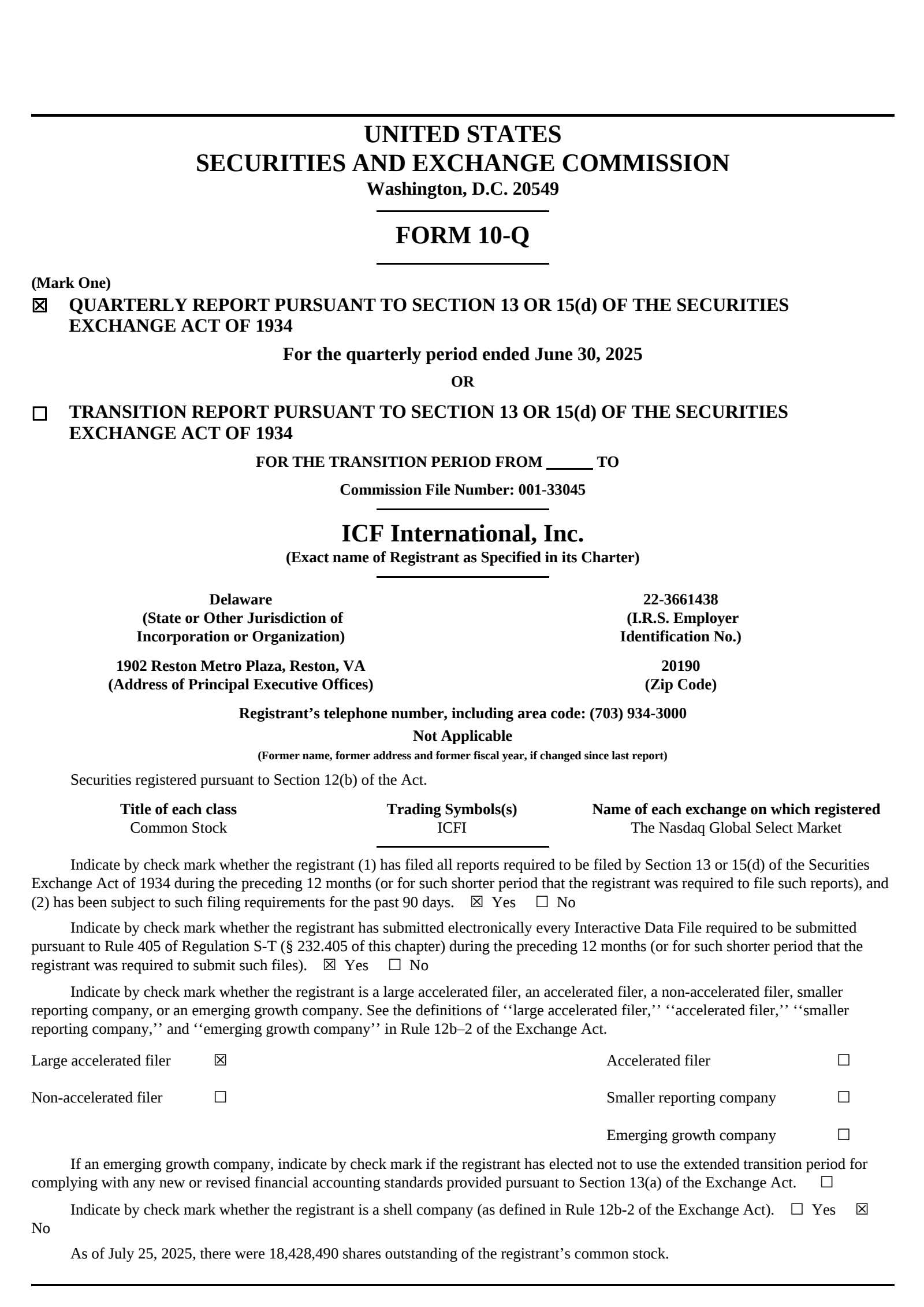 ICF International's Q2 2025 Quarterly report
