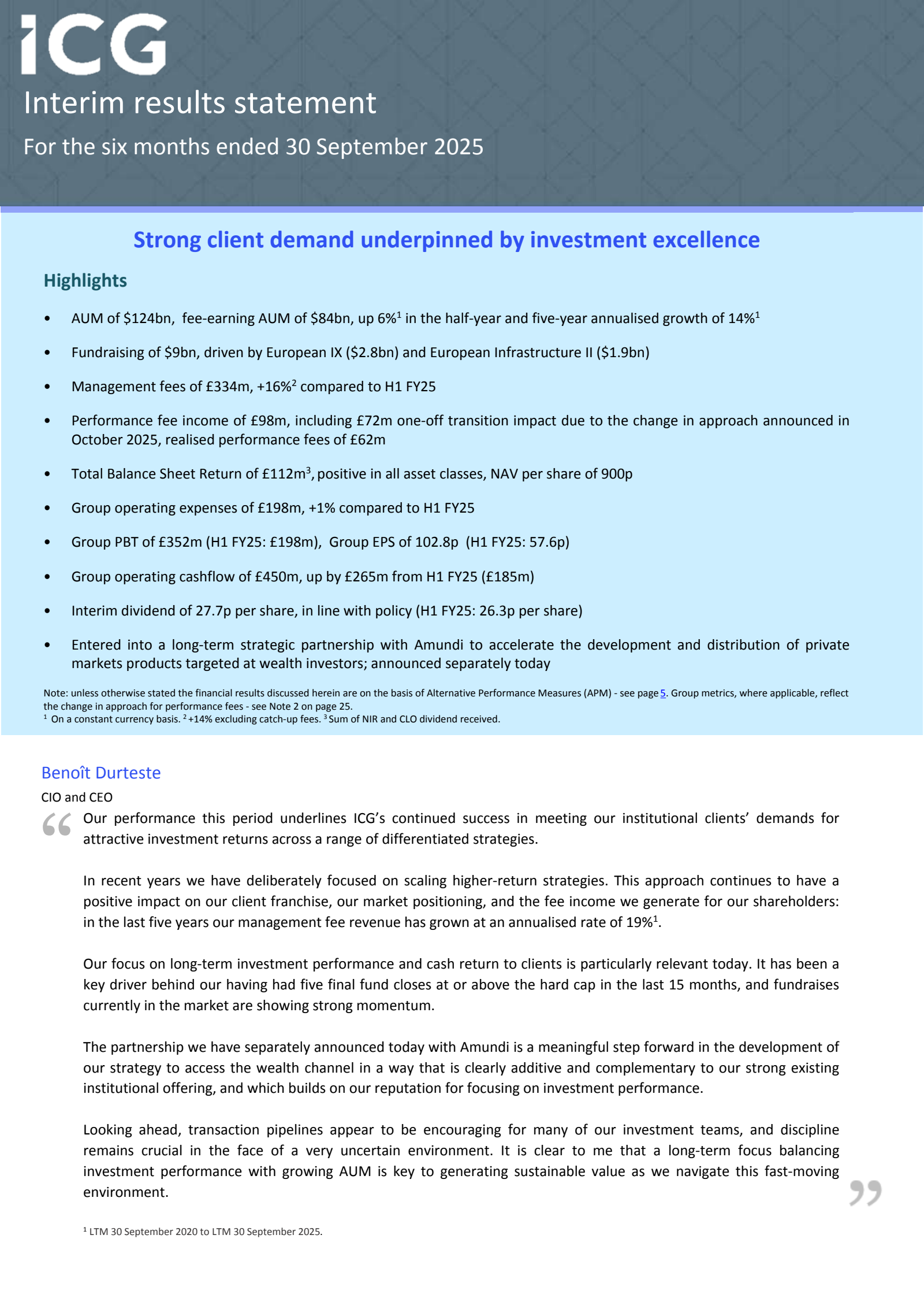 Intermediate Capital Group's H1 2026 Interim Report