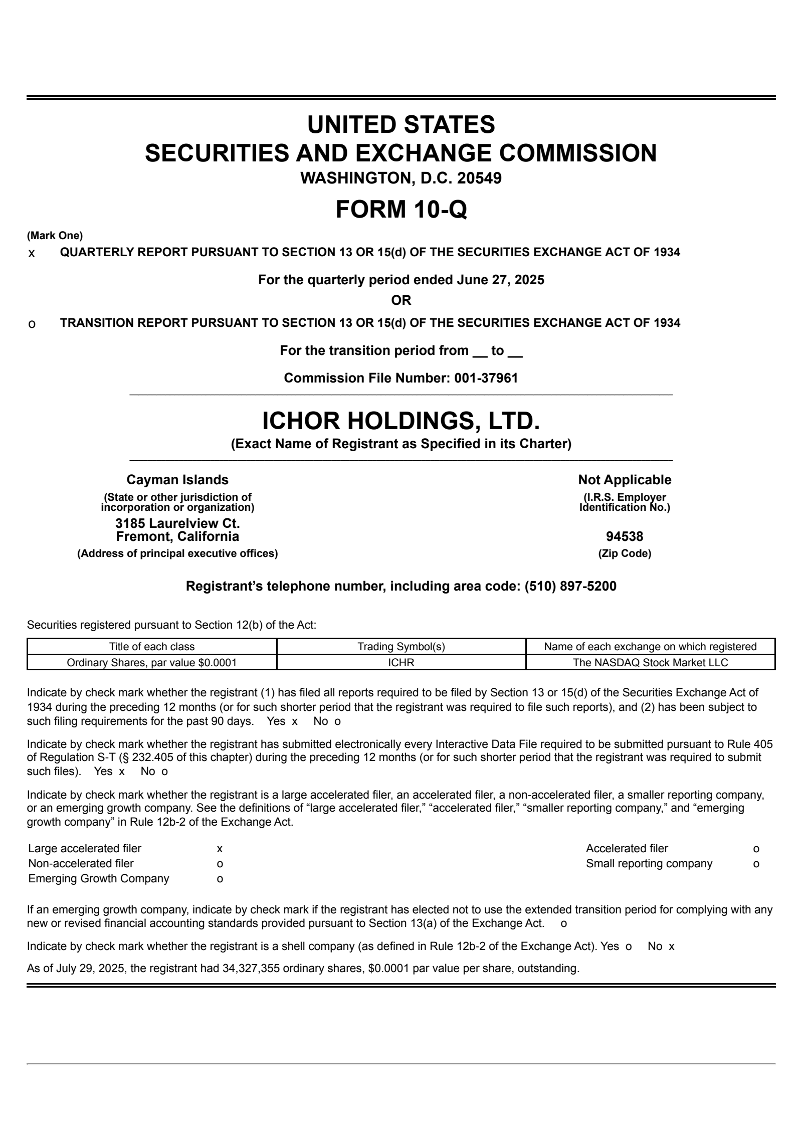 Ichor's Q2 2025 Quarterly report