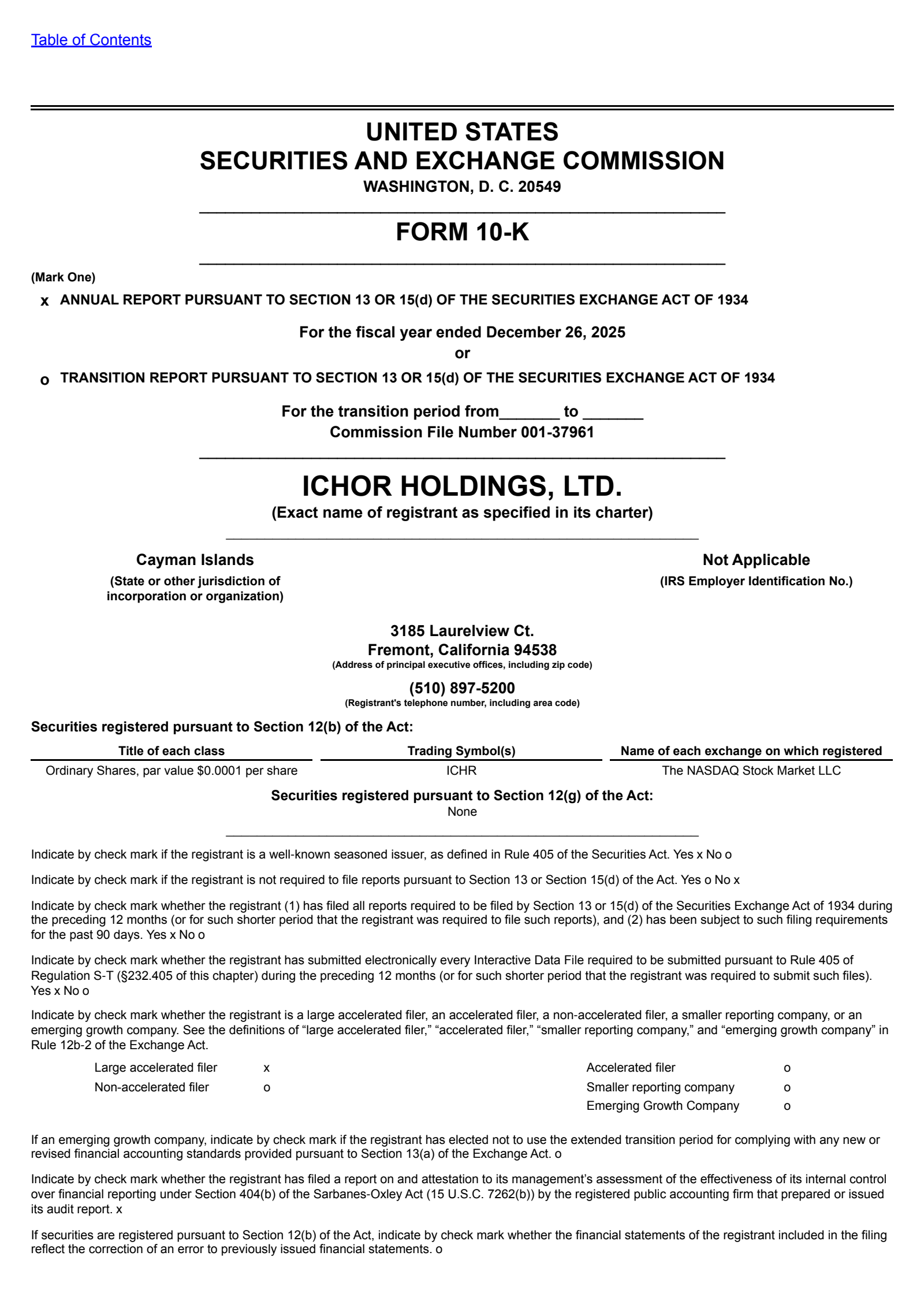 ICHR Q4 2025 Earnings Report on 2/9/2026