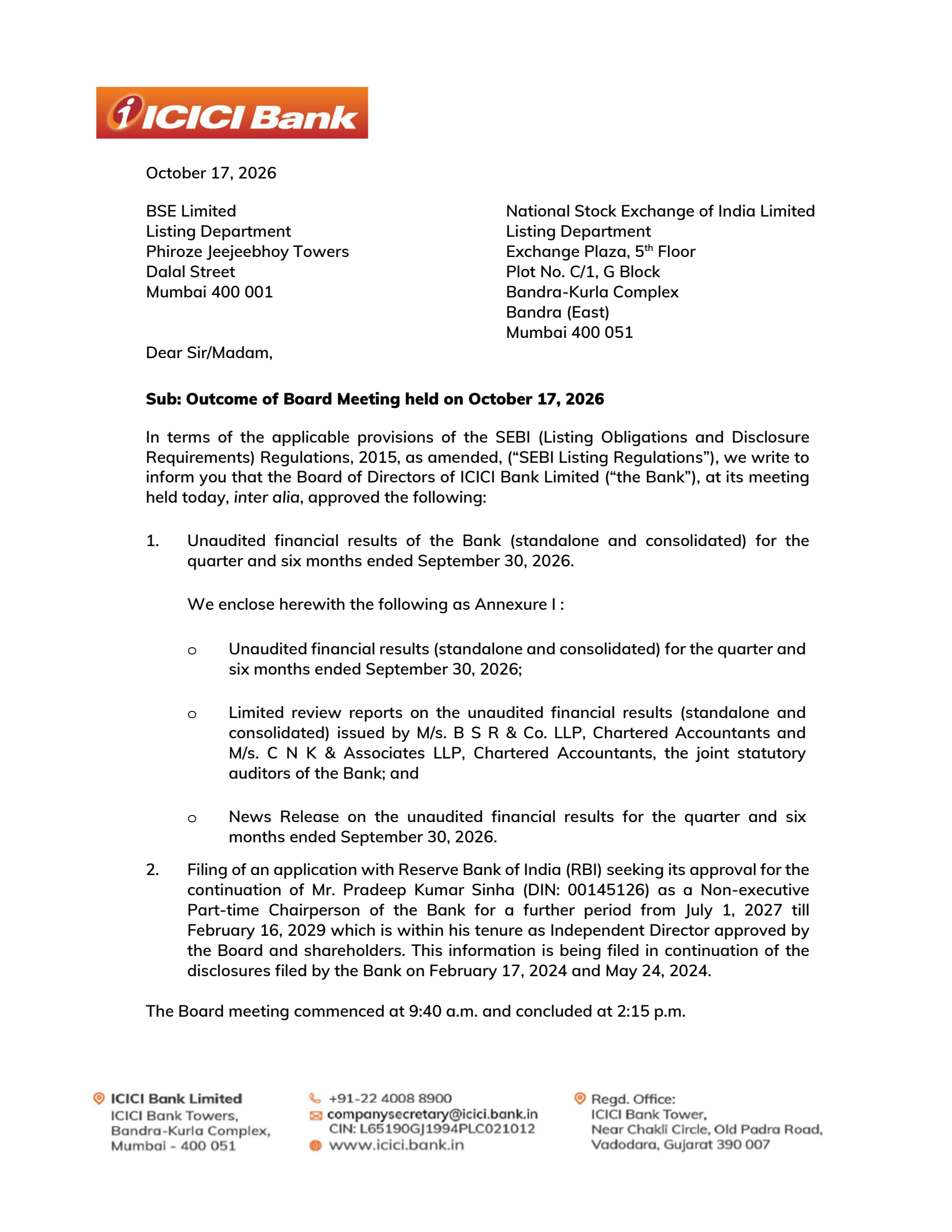 ICICI Bank (IBN) Q2 26/27 Earnings Results & Call Transcript