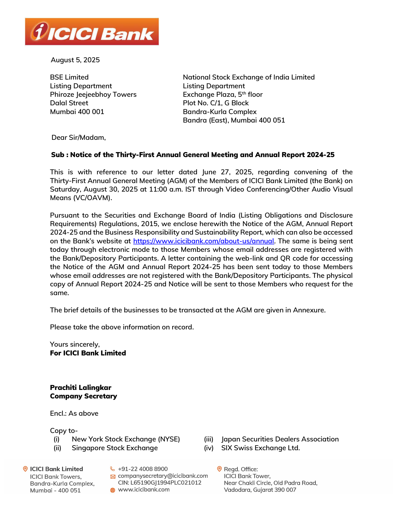 ICICI Bank's Q4 24/25 Annual report