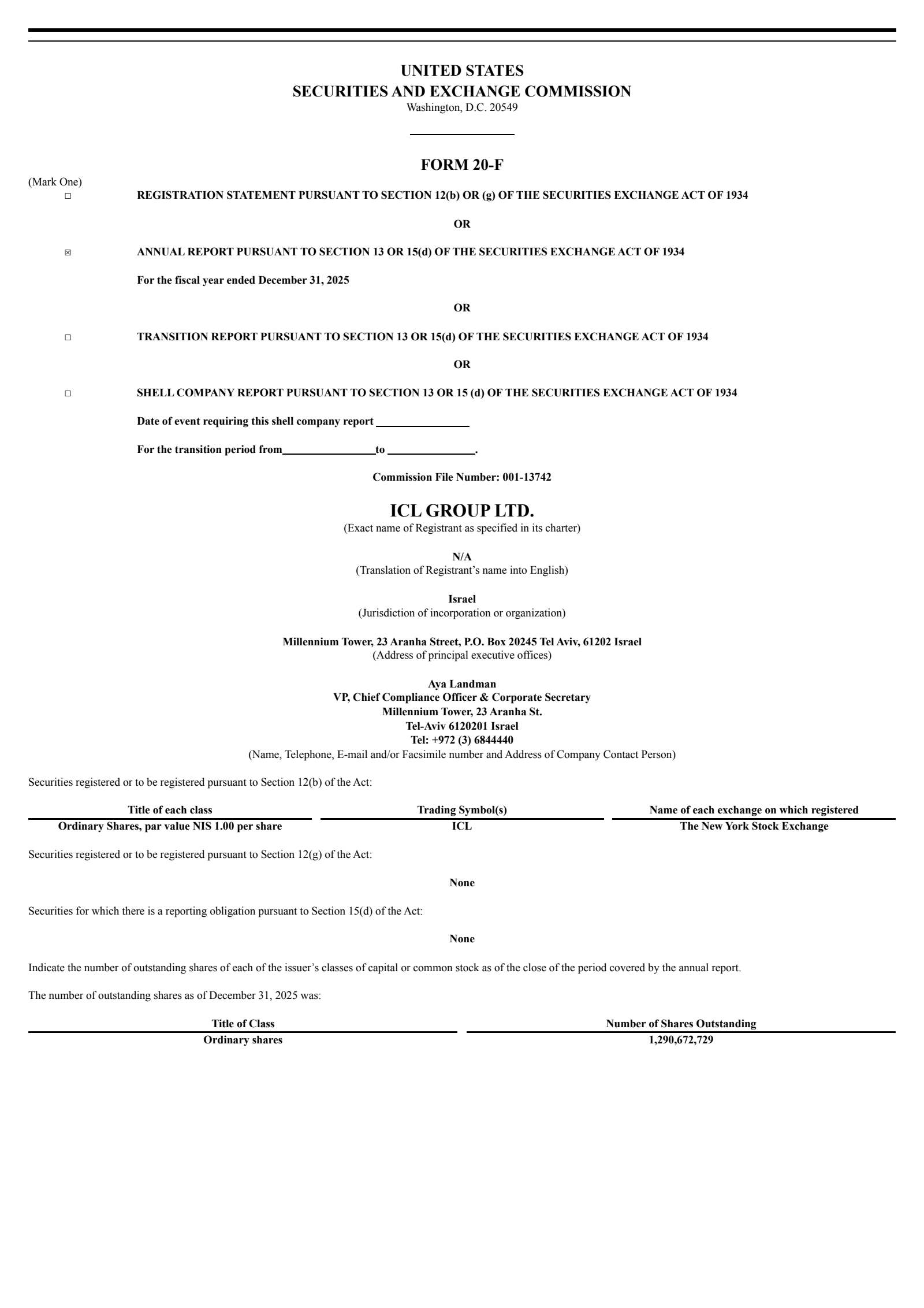 ICL Group's Q4 2025 Annual report