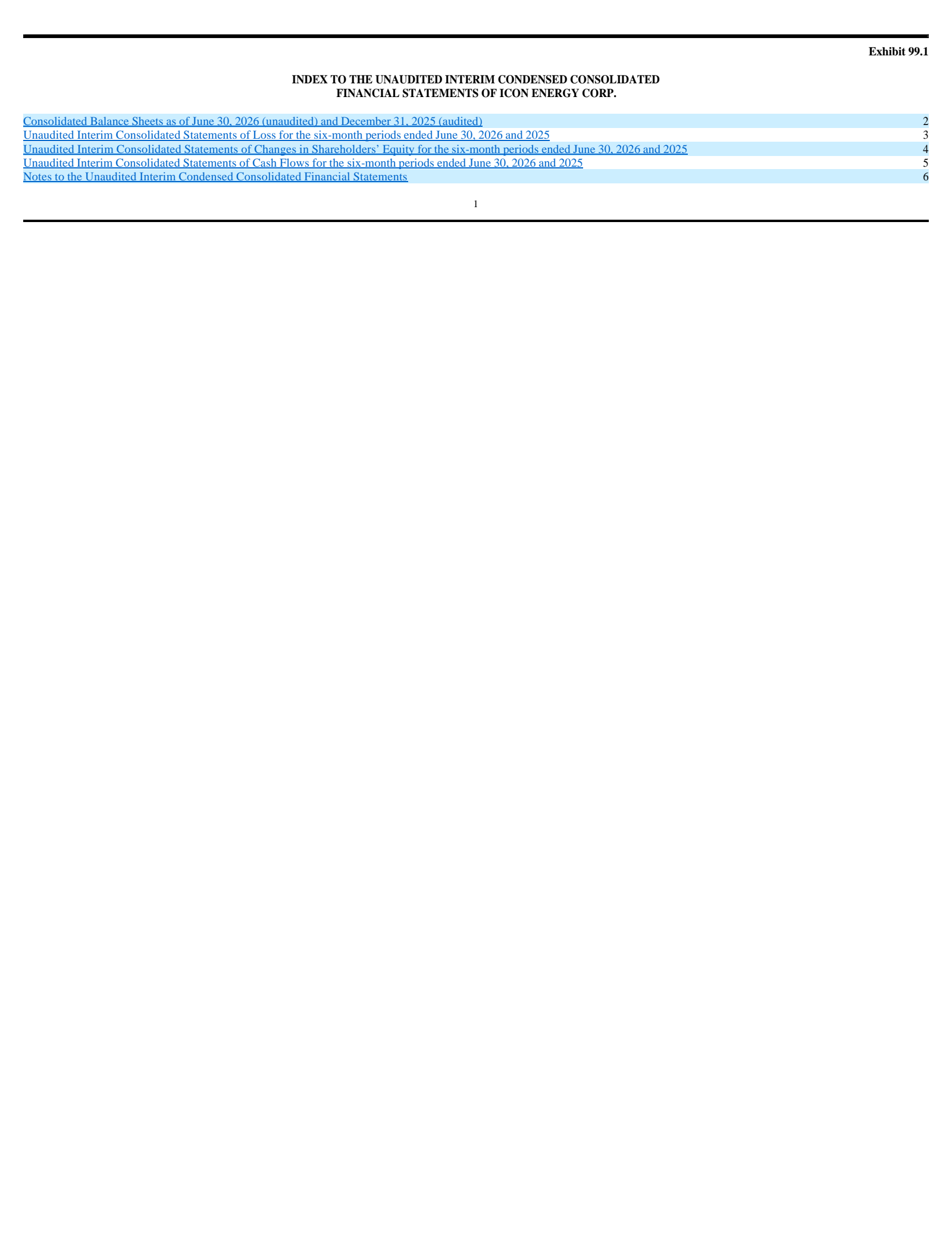 Icon Energy's Q2 2026 Press Release