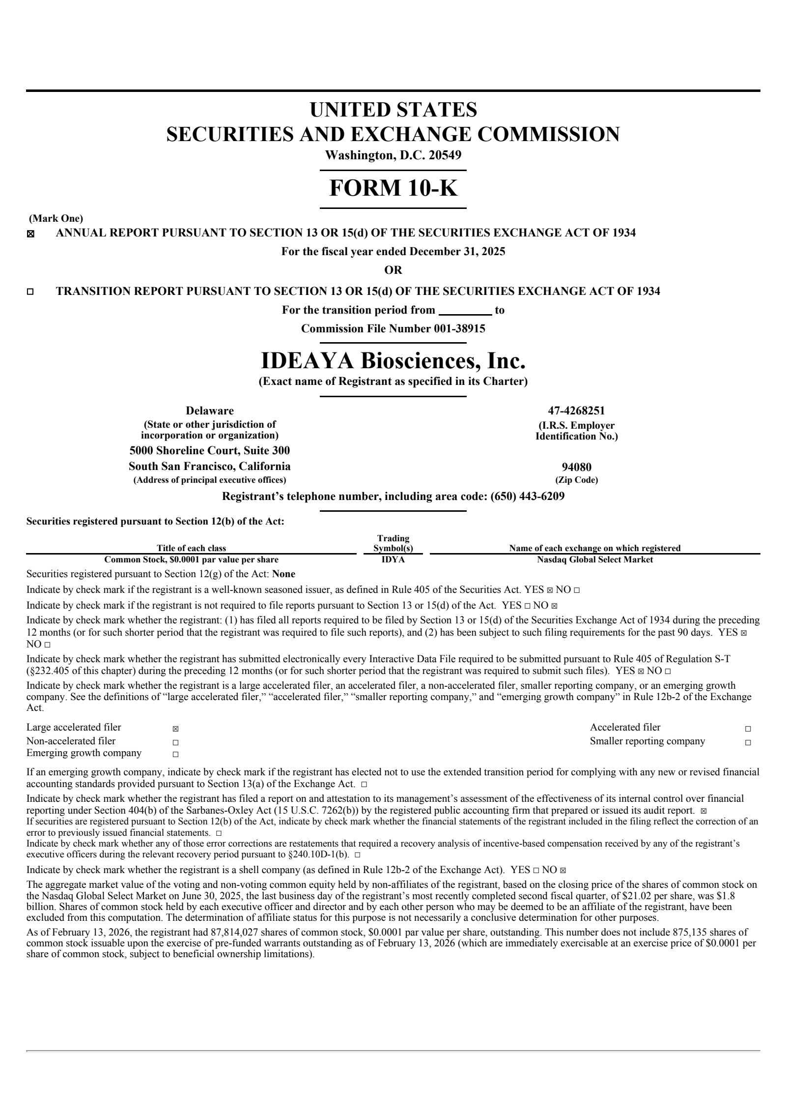IDEAYA Biosciences' Q4 2025 Annual report