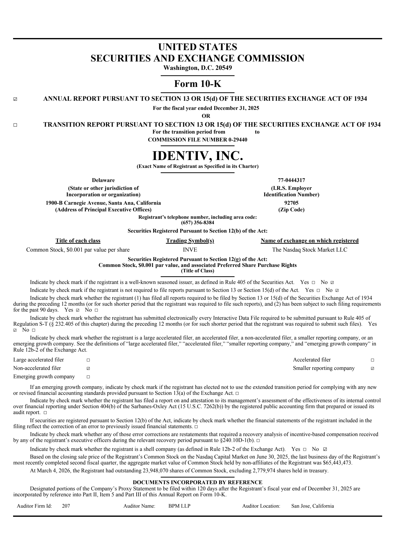 Identiv's Q4 2025 Annual report