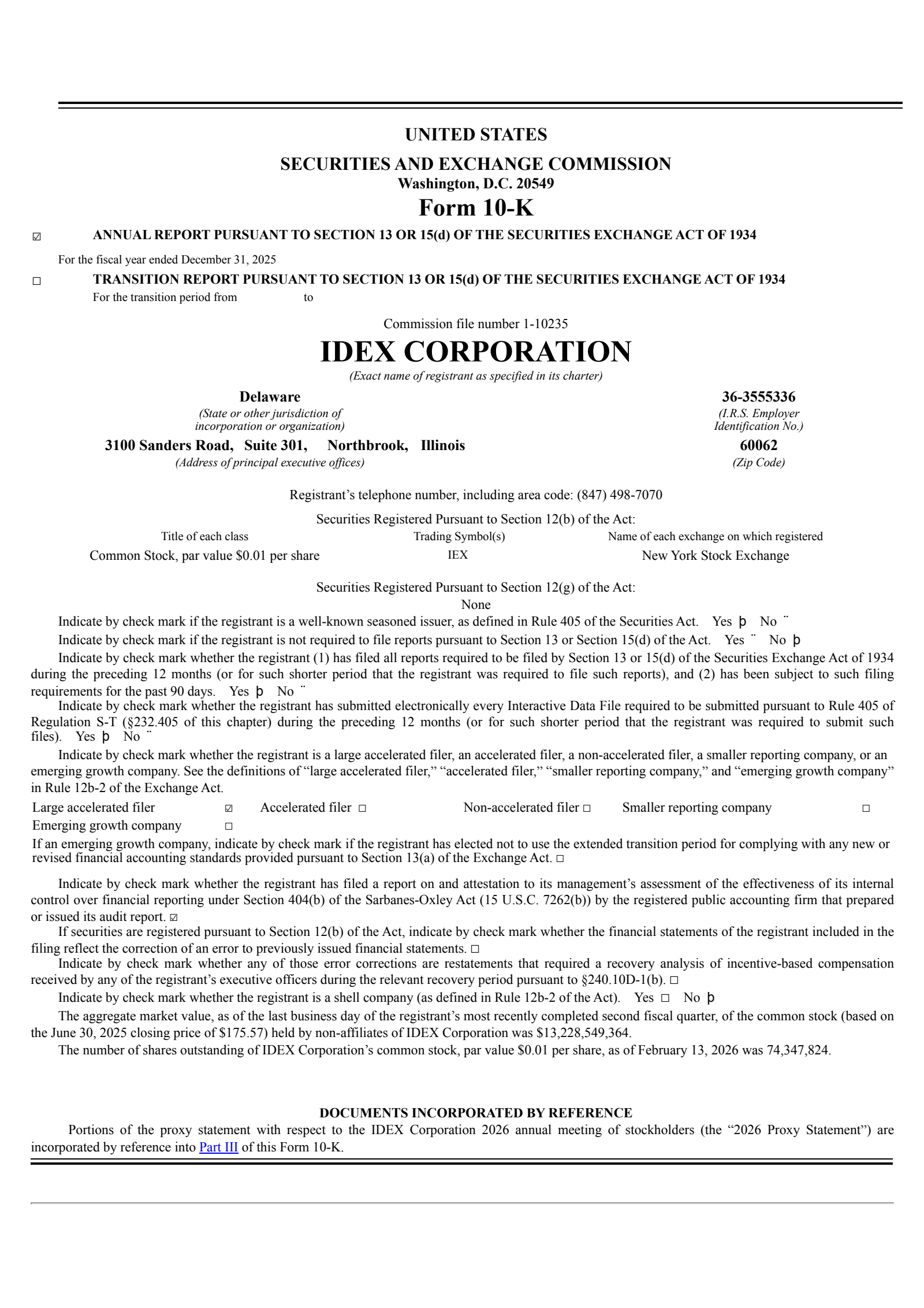IDEX's Q4 2025 Annual report