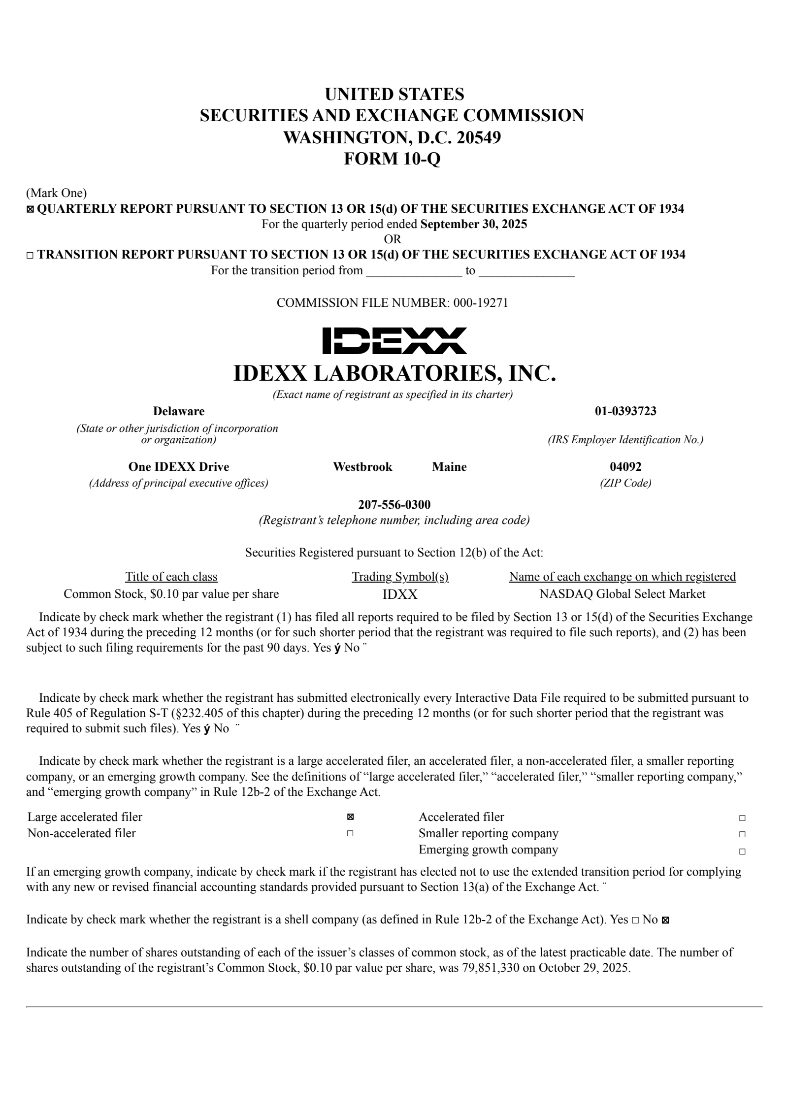 IDEXX Laboratories' Q3 2025 Quarterly Report