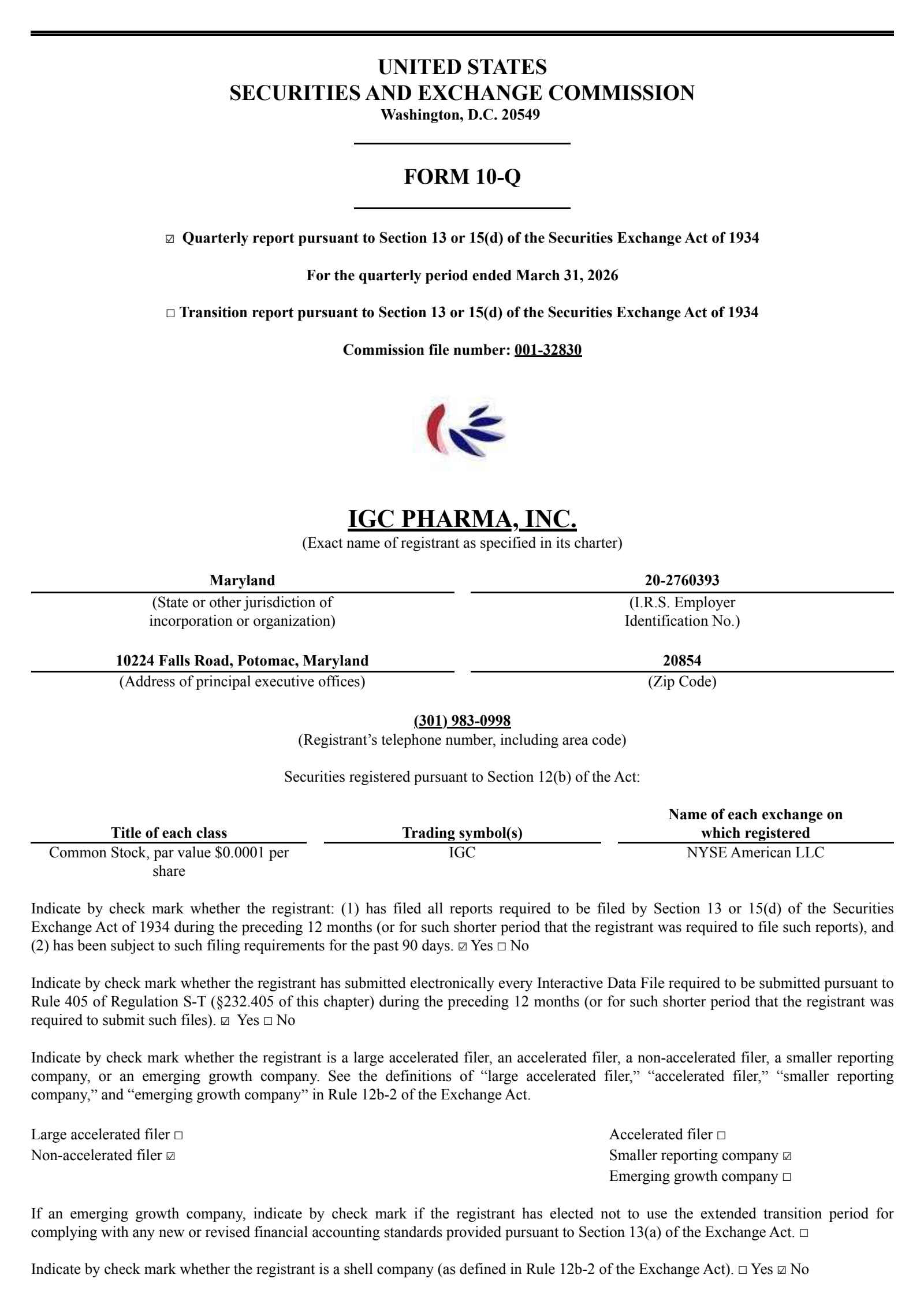 IGC Pharma's Q1 2026 Quarterly report