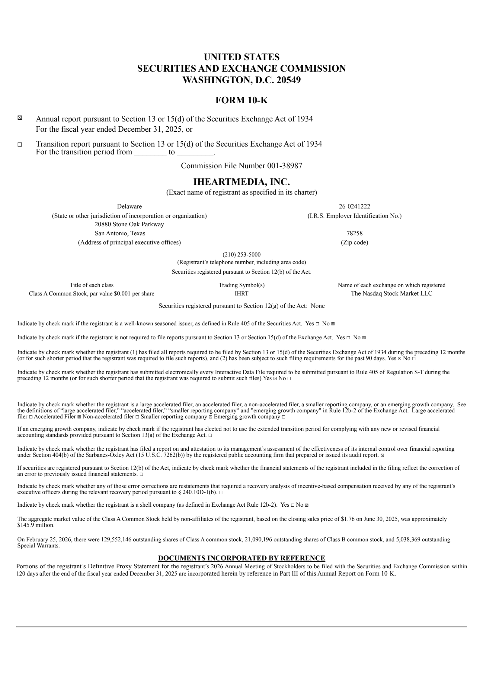 iHeartMedia's Q4 2025 Annual report