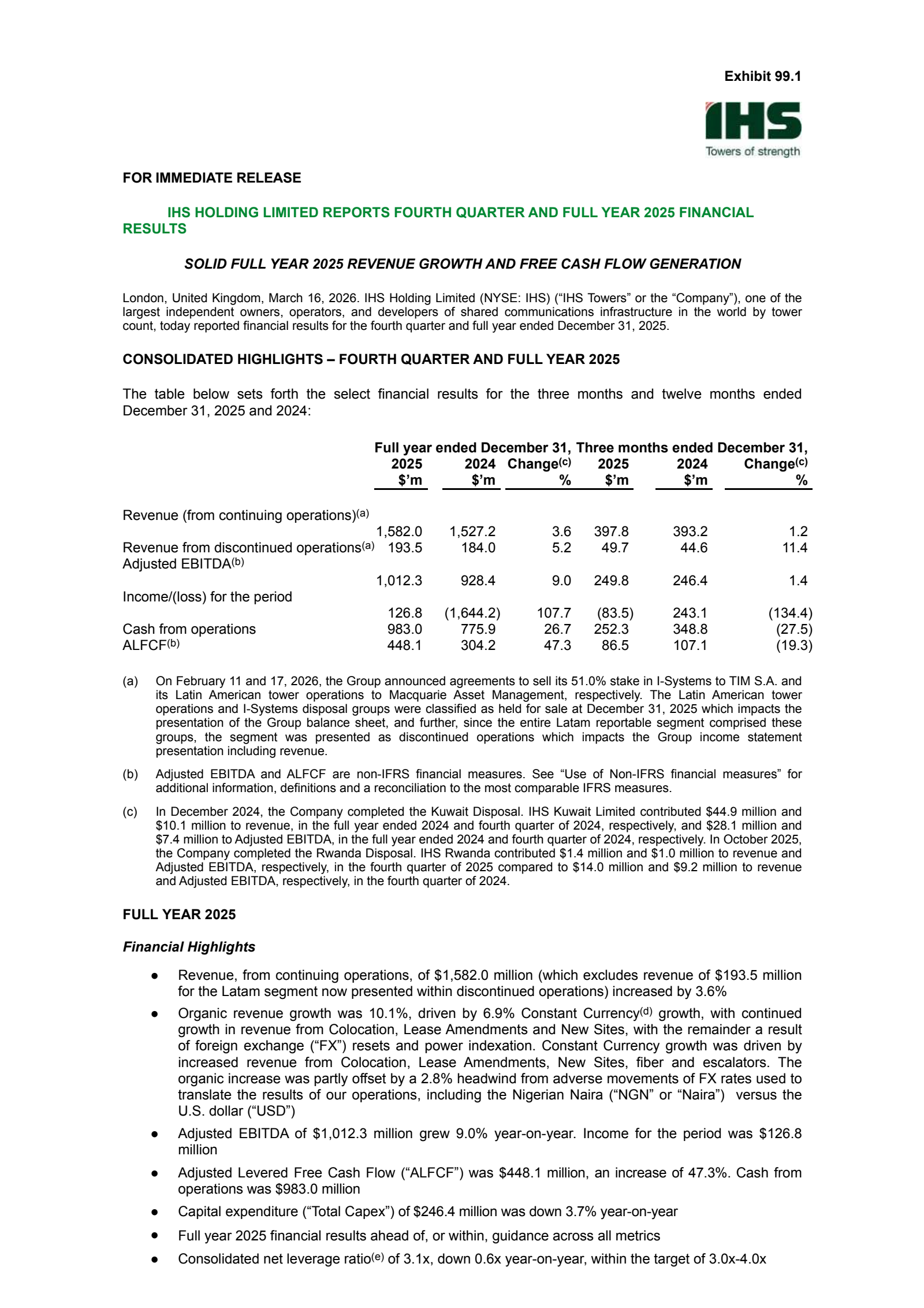 IHS's Q4 2025 Press Release